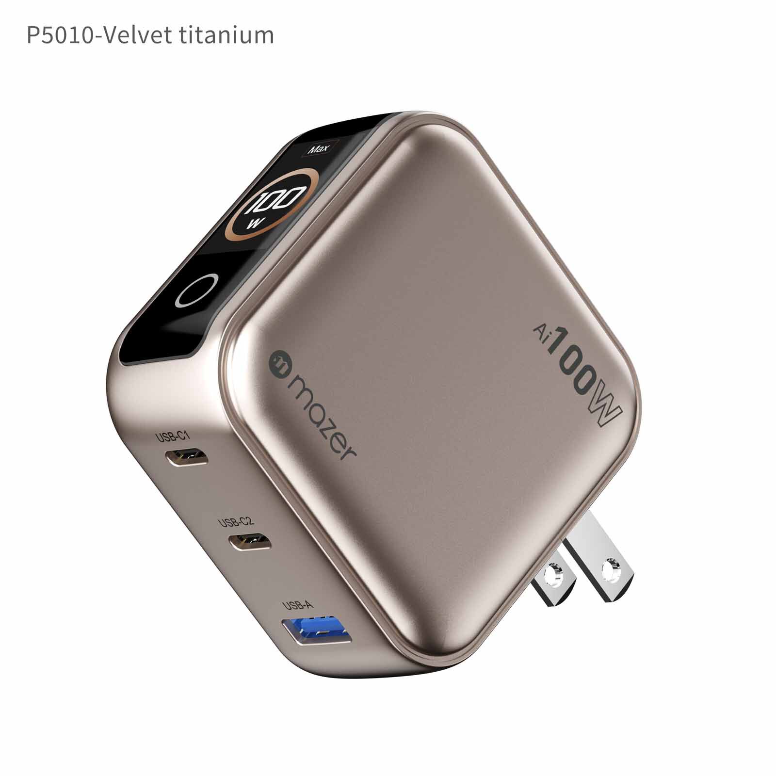 MAZER Ai Prestigegan Pd100w 2c1a Mini Wall Charger-titanium M-AI-G100W-V7UK-TN-image 2