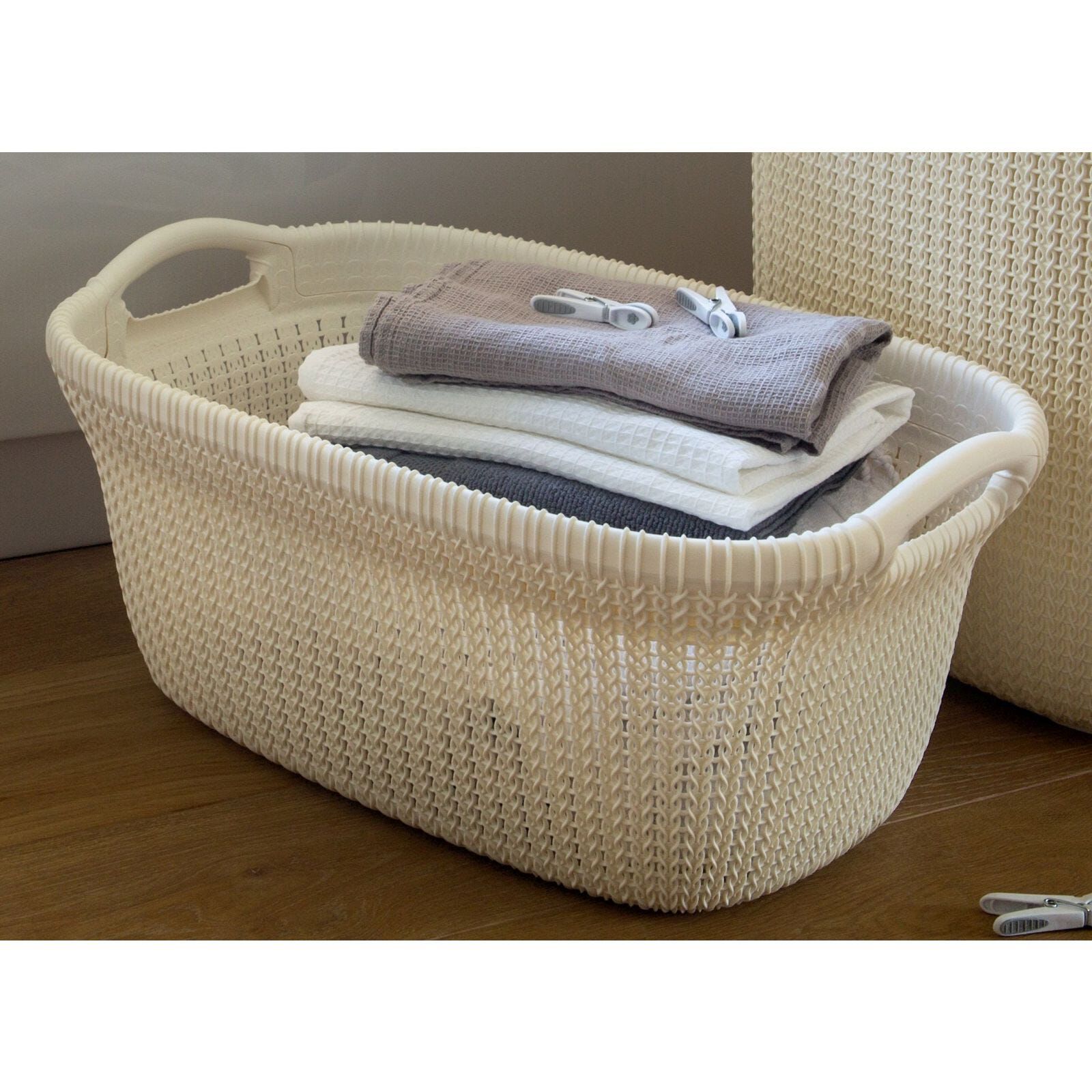 CURVER Knit Laundry Basket 40l Oasis White D-CV-75-1393-image 1