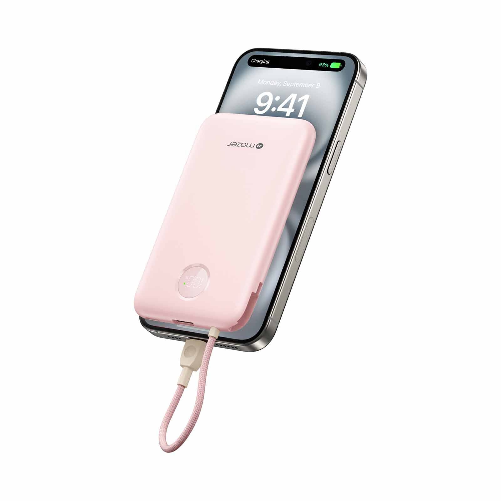 MAZER Powercharge Link 10,000mah Built-in Usb-c Cable Pd20w Power Bank-pink M-PC20LINK10V2-PK-image 4