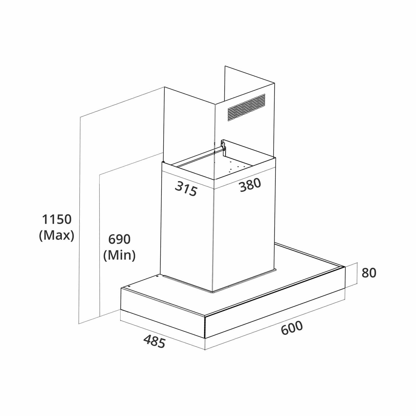 TECNO Chimney Hood (60cm) (exclude Installation) KD2068-image 3