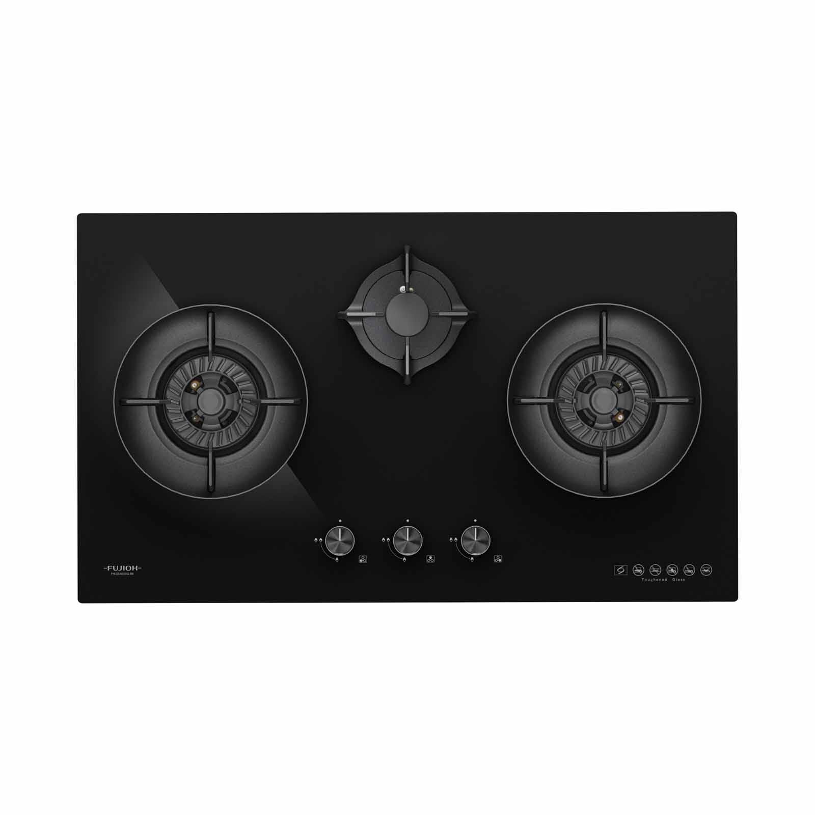FUJIOH (88cm) 3-burners Gas Hob (black Glass) - Lpg (exclude Installation) FH-GS6830 GLBK LPG