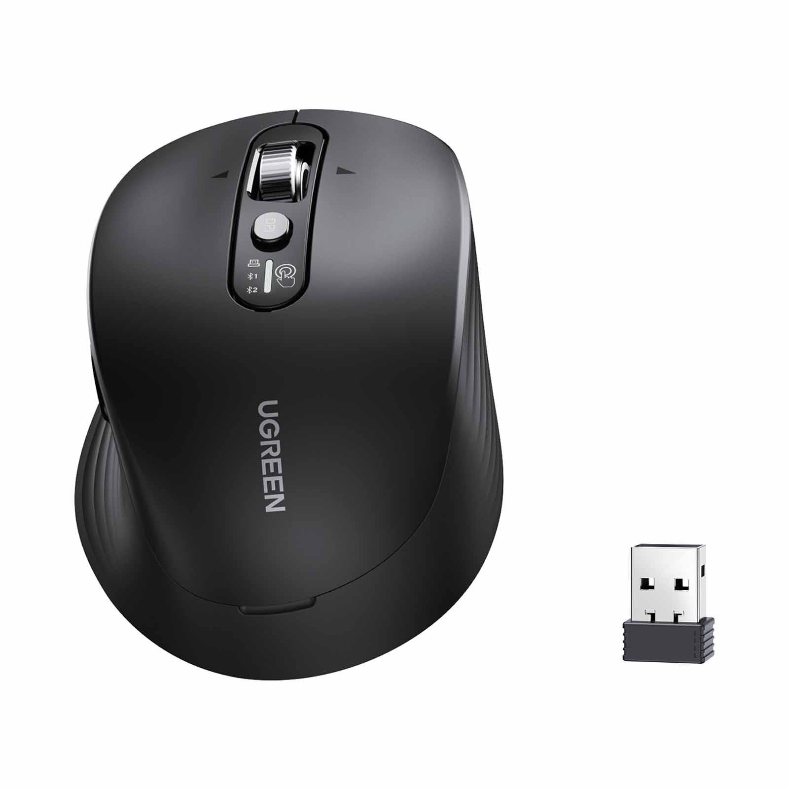UGREEN 2.4g + Bluetooth 5000dpi Ergonomic Wireless Mouse With Batteries, Black And Vertical And Horzontial 75498B-image 1