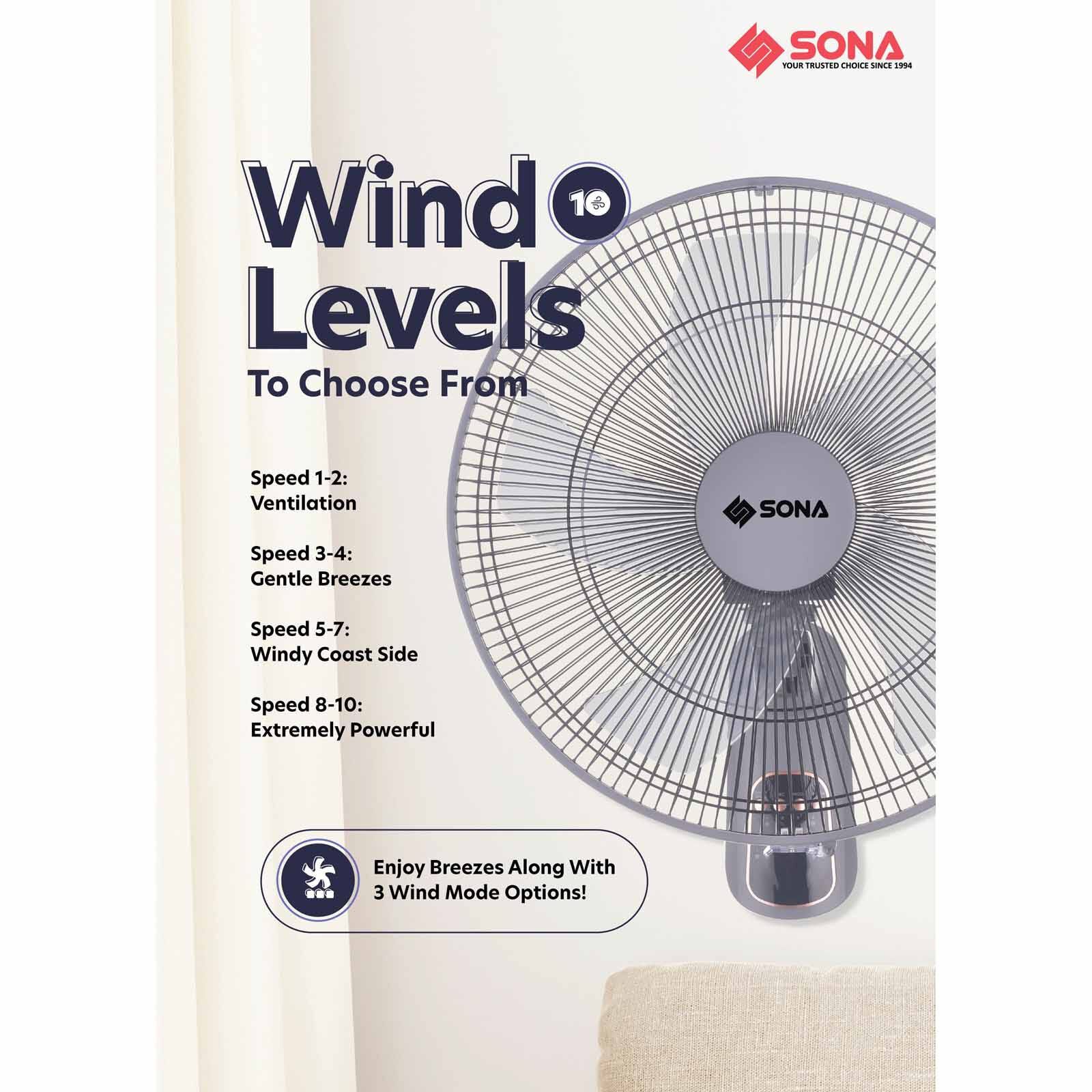 SONA 16 In Dc Wall Fan With Remote Control SFW9518DC-image 6
