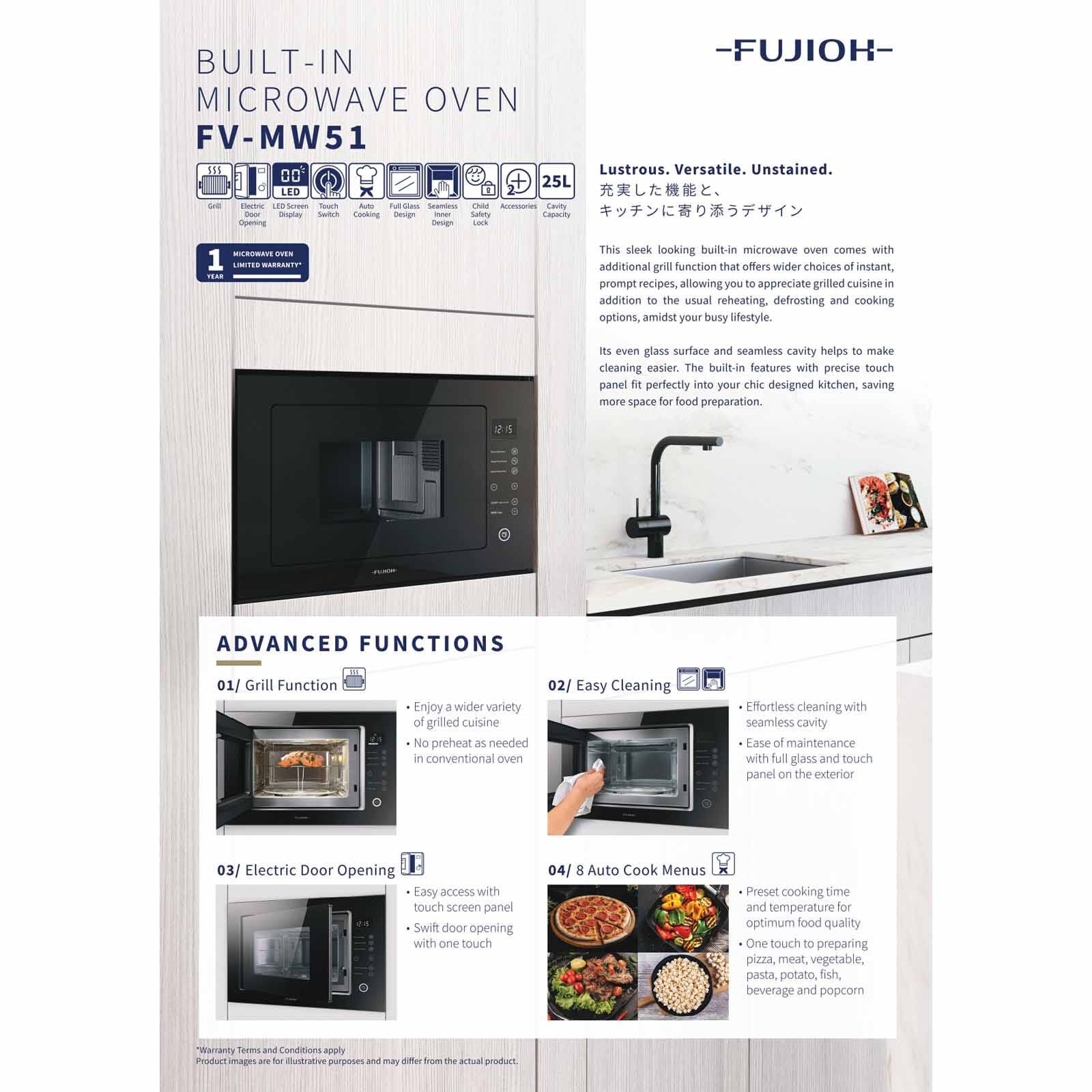 FUJIOH 25l Built In Microwave Oven + Grill (exclude Installation) FV-MW51-image 5