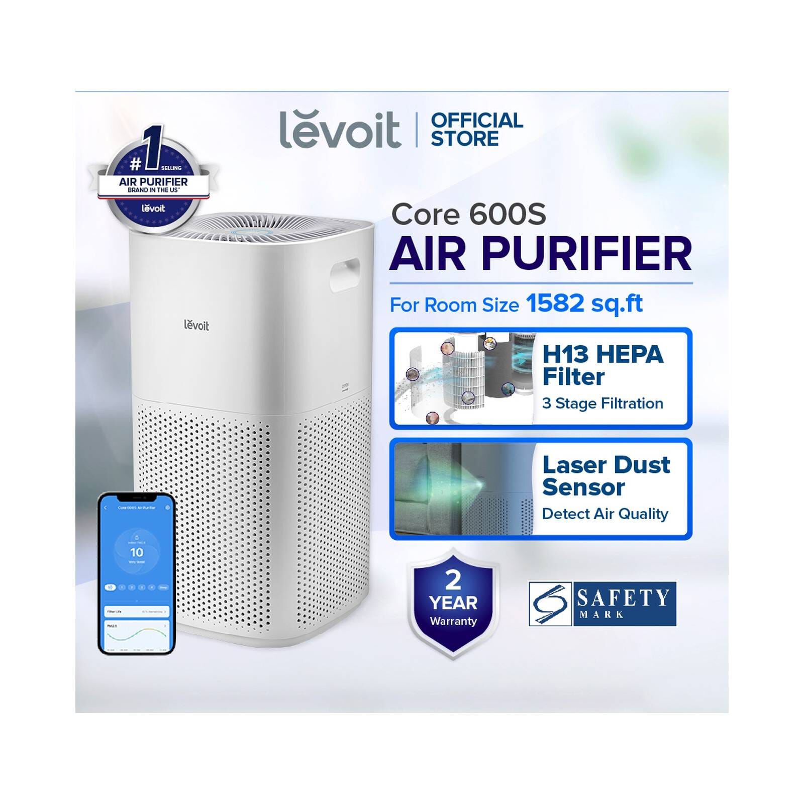 LEVOIT Levoit Air Purifier Core 600s CORE 600S-image 3