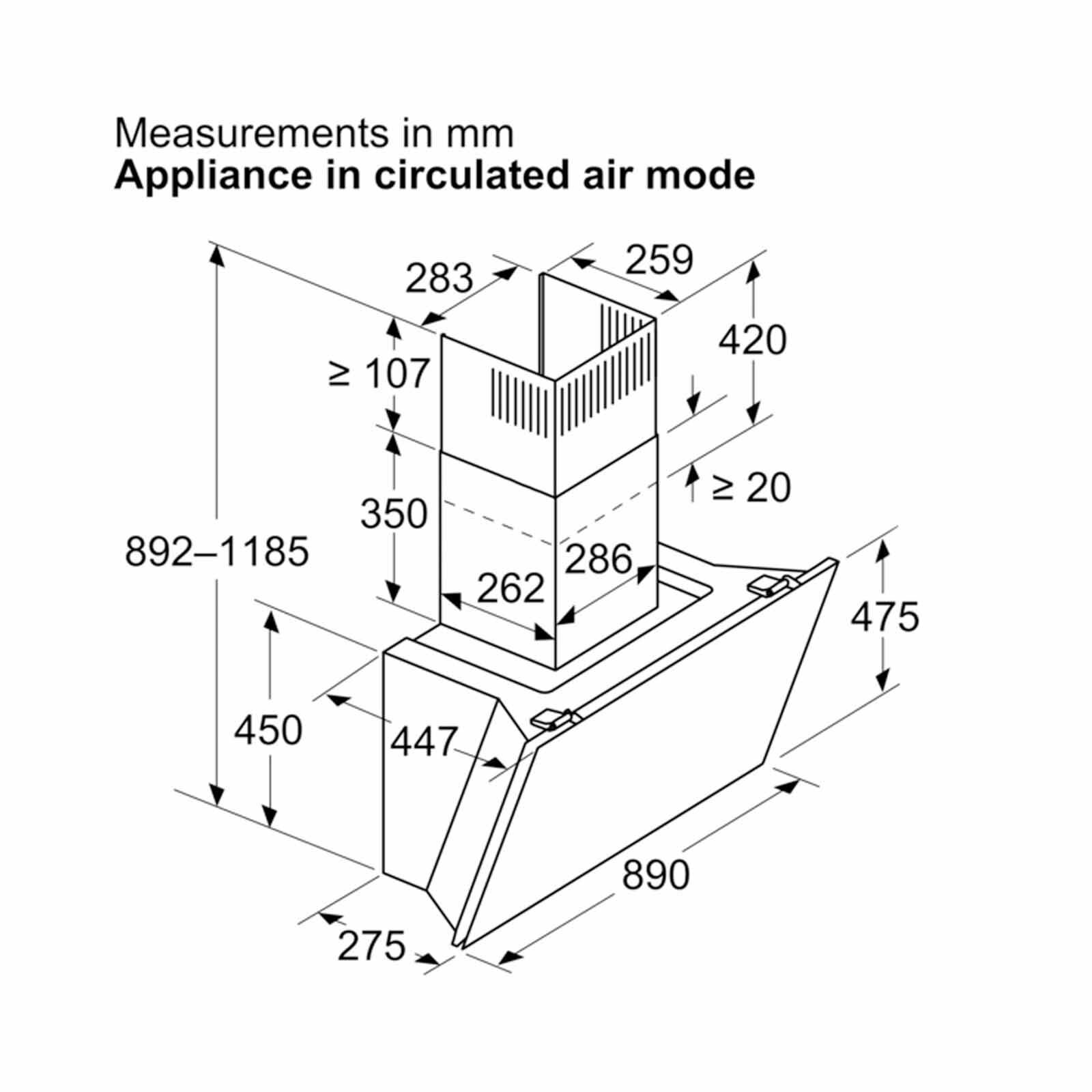 BOSCH 90cm Incline Wall Mount Hood (exclude Installation) DWK91LT60-image 7