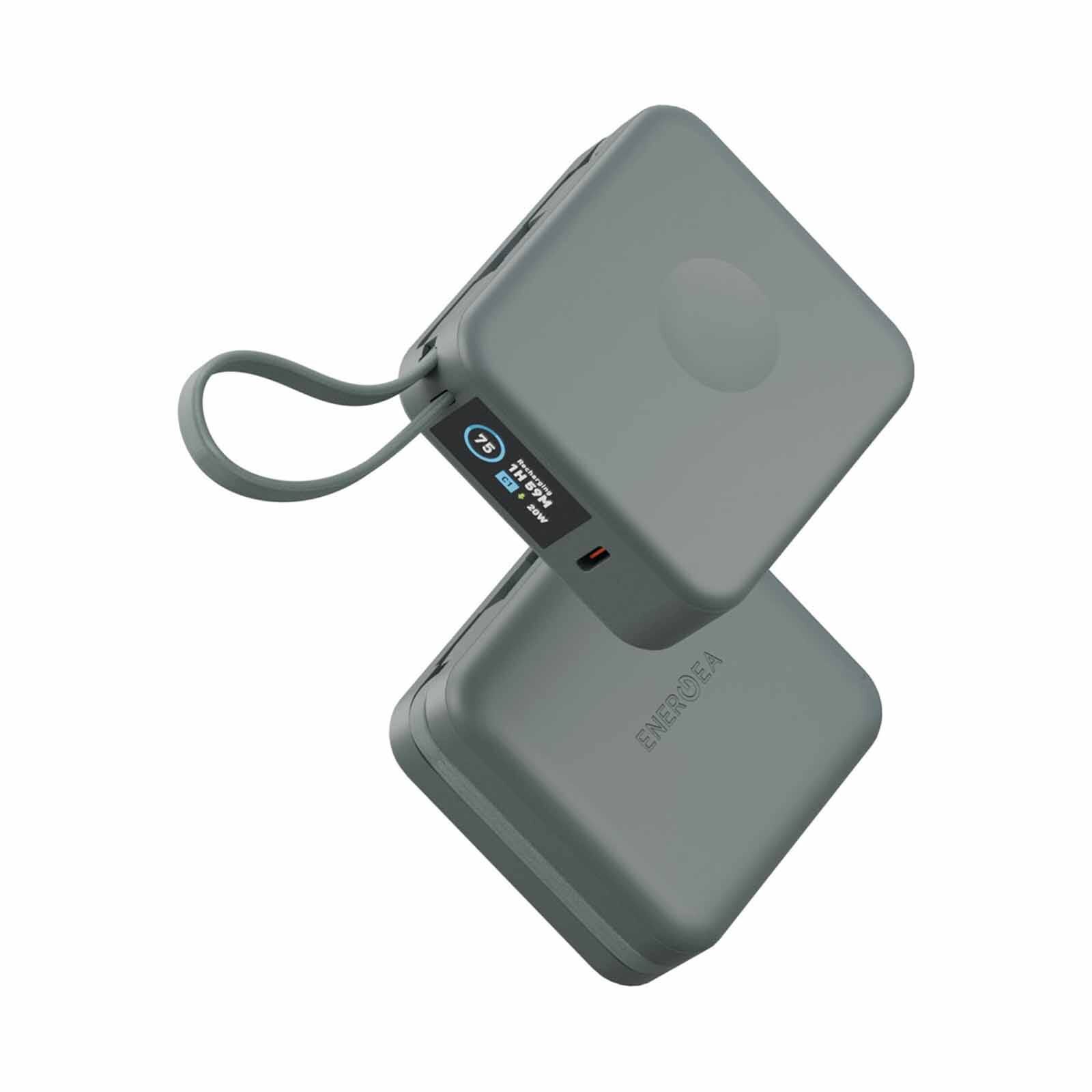 ENERGEA Magpac Mini Plus, 10000mah Magsafe Compatible Power Bank With Built-in C Cables & Display - Sage MP-MINIPLUS-SAG-image 3