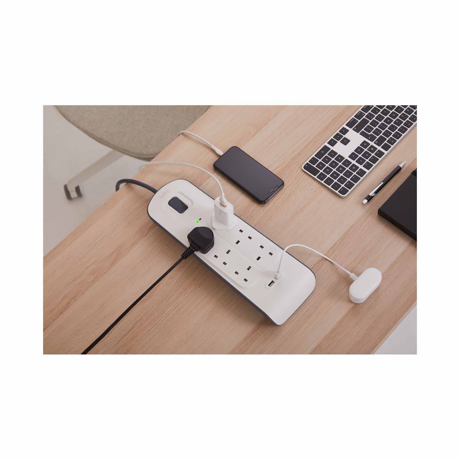 BELKIN 6 Outlets 2m Surge Protection Strip With 2 Usb Ports BSV604SA2M-image 3
