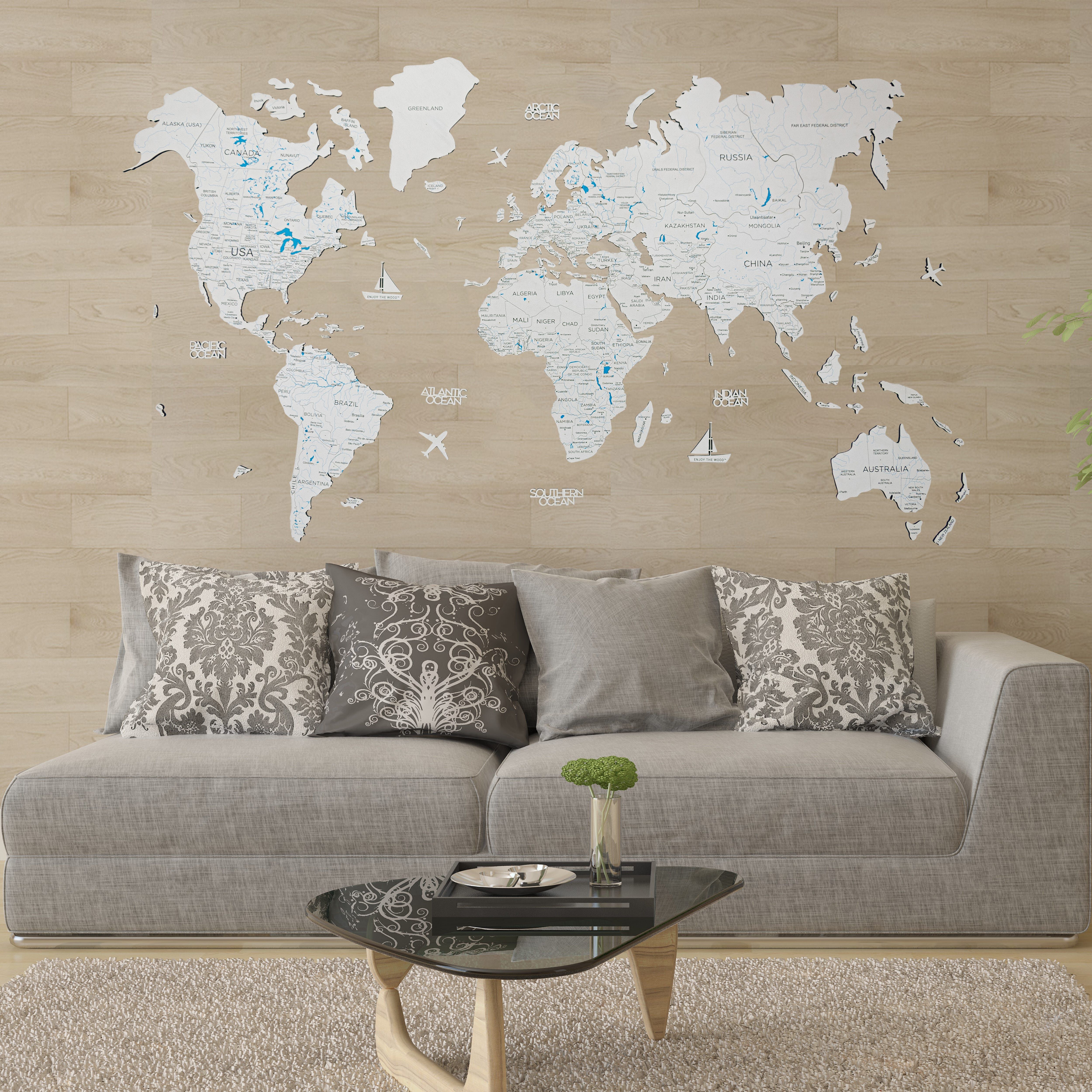 2d Wooden World Map White M ENJOY THE WOOD-image 10