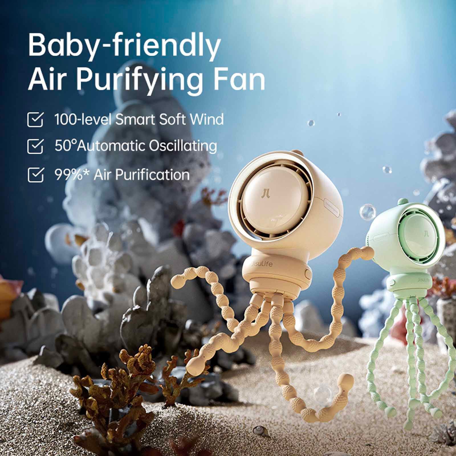 JISULIFE Stroller Fan Brown Life2s (5000mah) LIFE2S-5000-BROWN-image 2