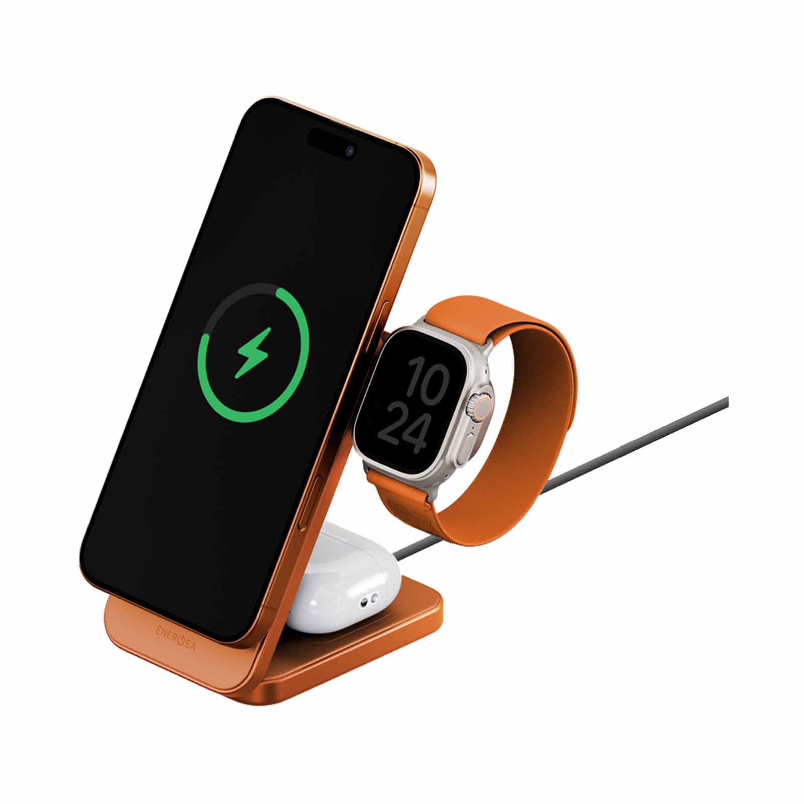 ENERGEA Magtrio 2, 3-in-1 Foldable Qi2 25w Wireless Charger - Orange MAG-TRIO2-ORG-image 5