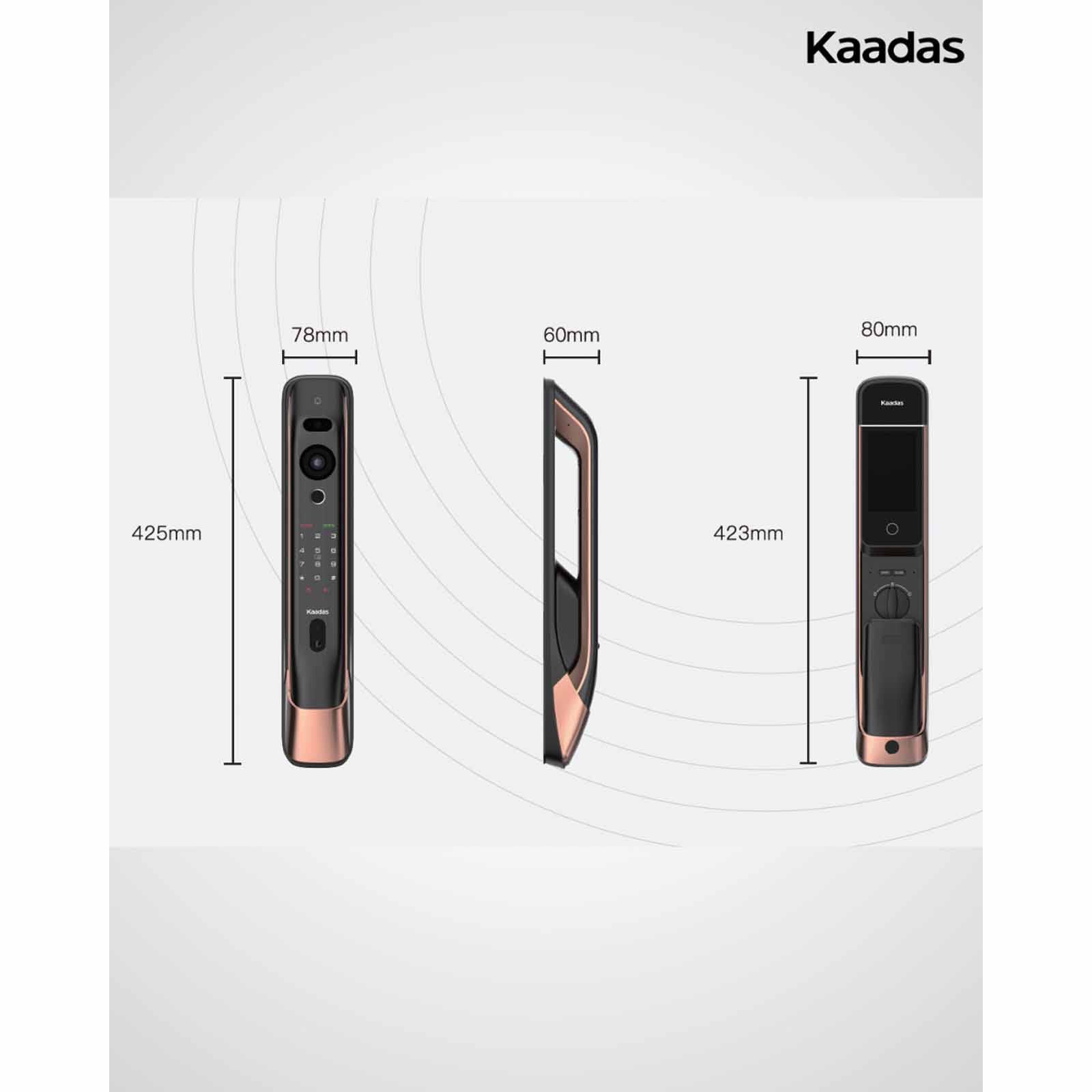 KAADAS Wifi Mortise Door Lock With 3d Face Recognition, Built-in Doorbell & Viewer K20 PRO MAX COPPER-image 8