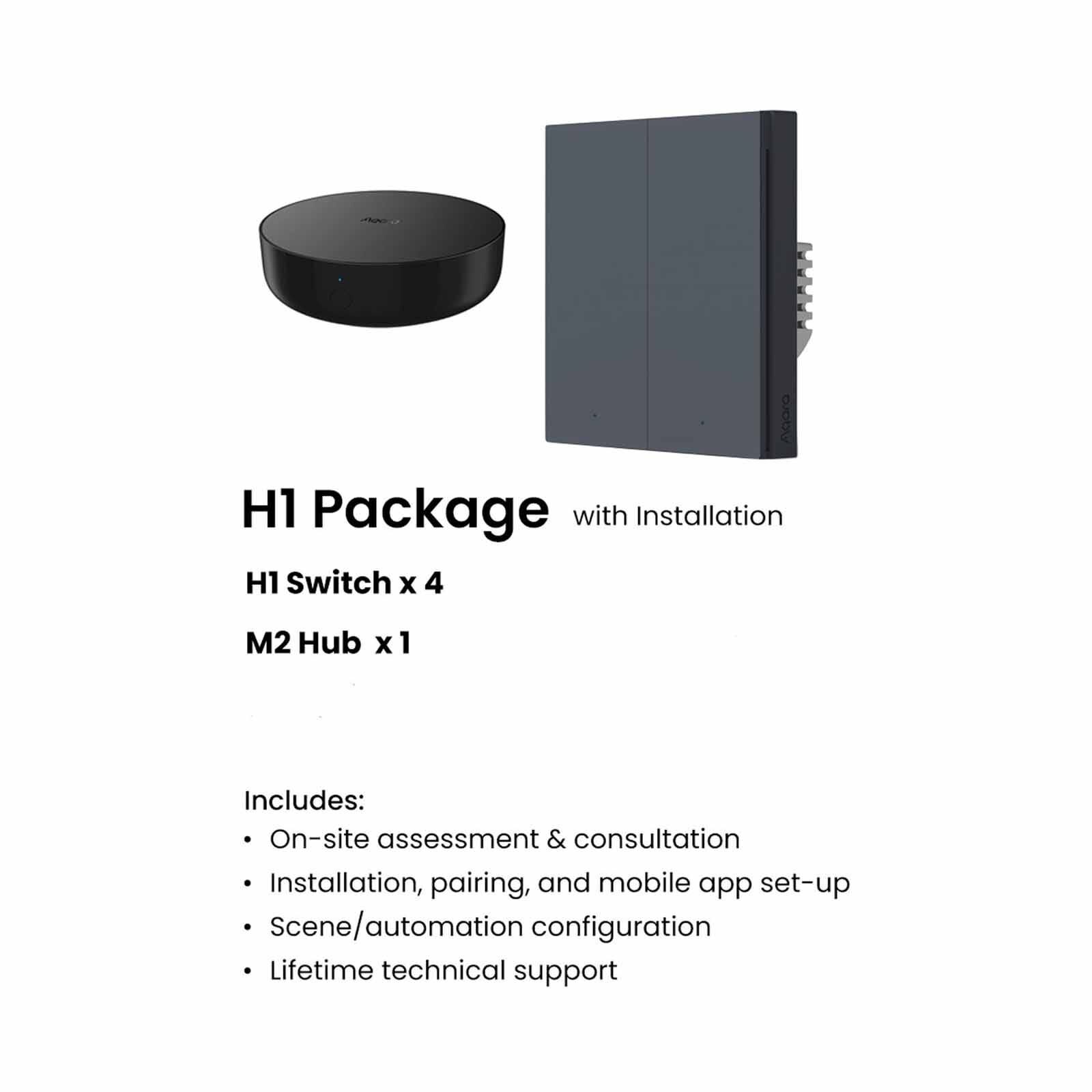 AQARA Wall Switch H1 Package (4 Switch + Hub + Install) White/grey WALL SWITCH H1 PACKAGE (4 SWITCH + HUB + INSTALL)