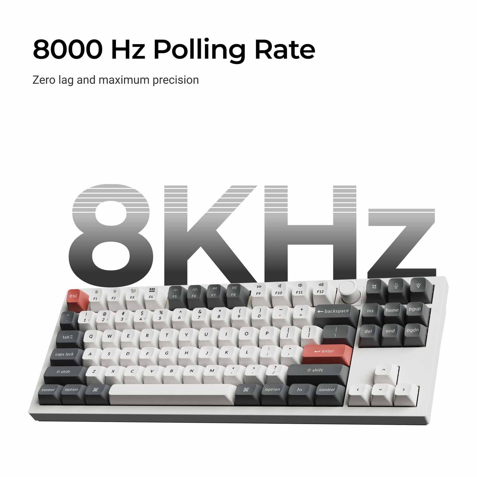 KEYCHRON Q3 Ultra 8k 80% 87 Key Black Knob Rgb Hot-swap Silk Pom Red Switch KYCN-Q3U-M1-image 4