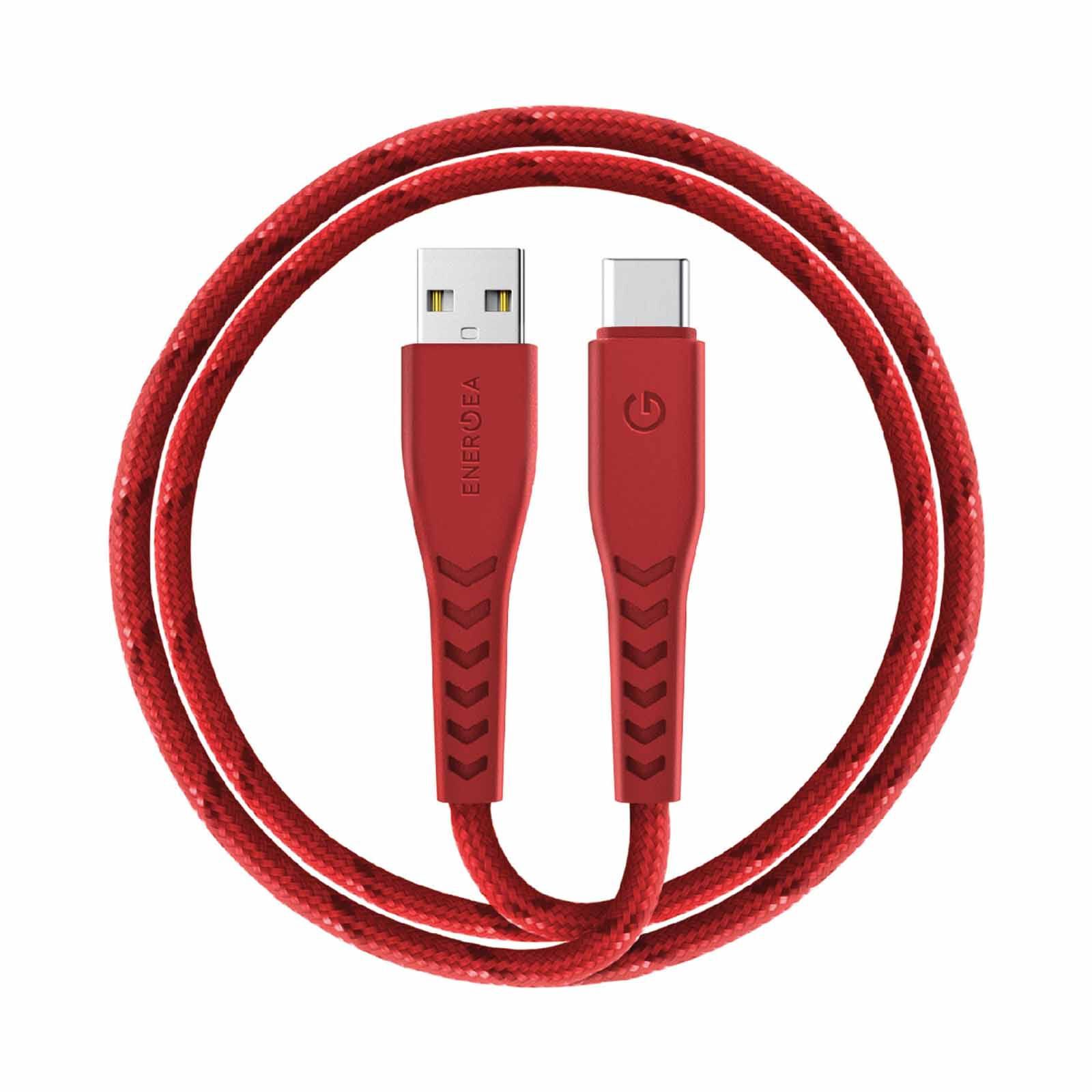 ENERGEA Nyloflex Usb2.0 Usb-a To Usb-c 5a Universal Cable 1.5m Red CBL-NFAC5U-RED150