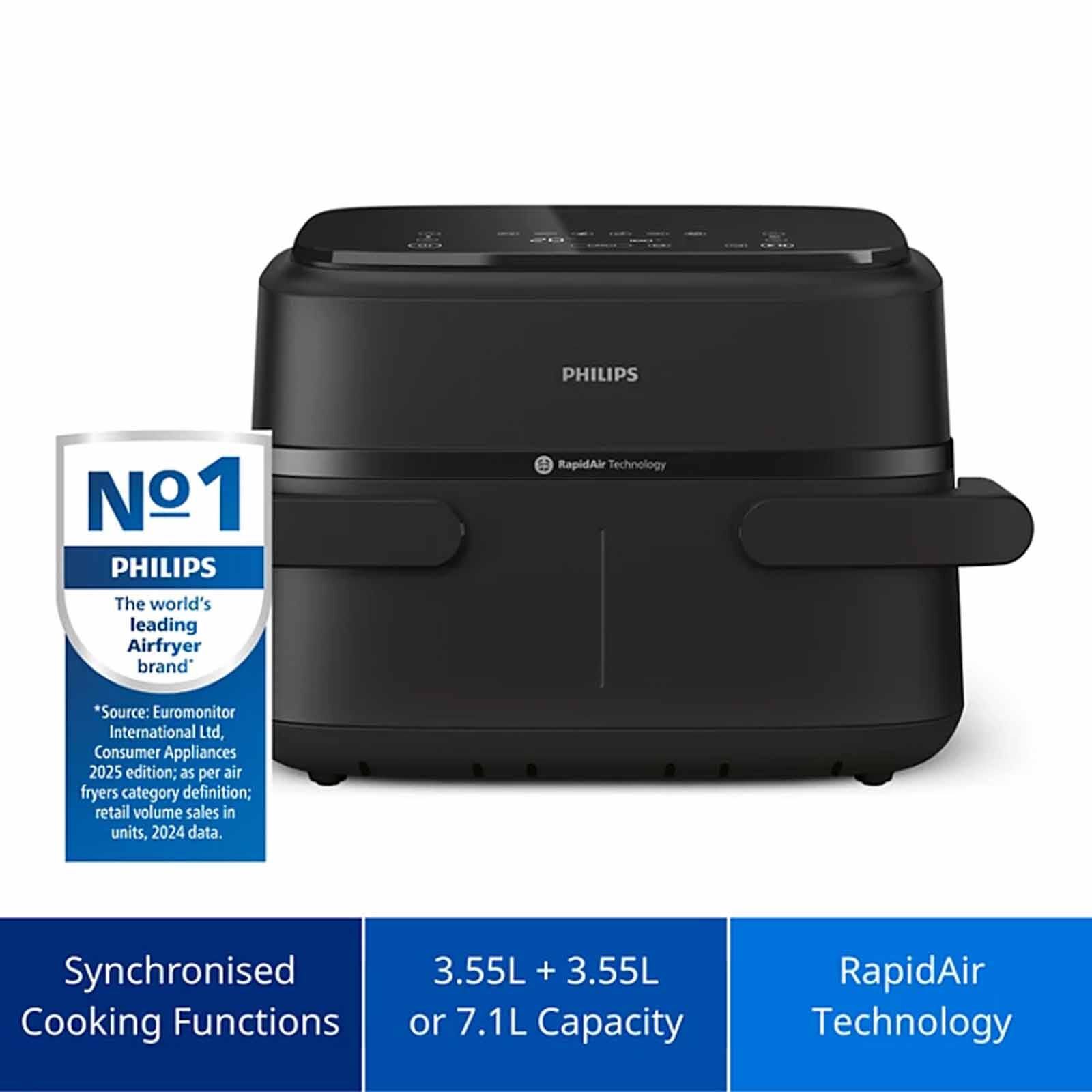 PHILIPS Series 1000 Airfryer Dual Basket (7.1l) NA150/09-image 7