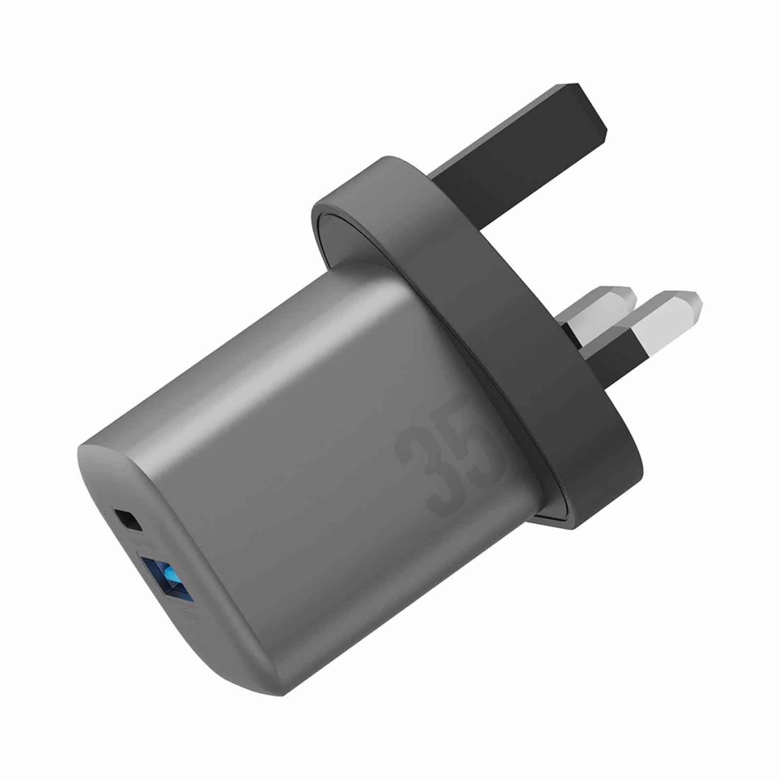 ENERGEA Ampcharge Gan35, 1c1a Pd/pps/qc3.0 Wall Charger,35w (uk) - Gunmetal CHR-AC-GAN35UK-image 2
