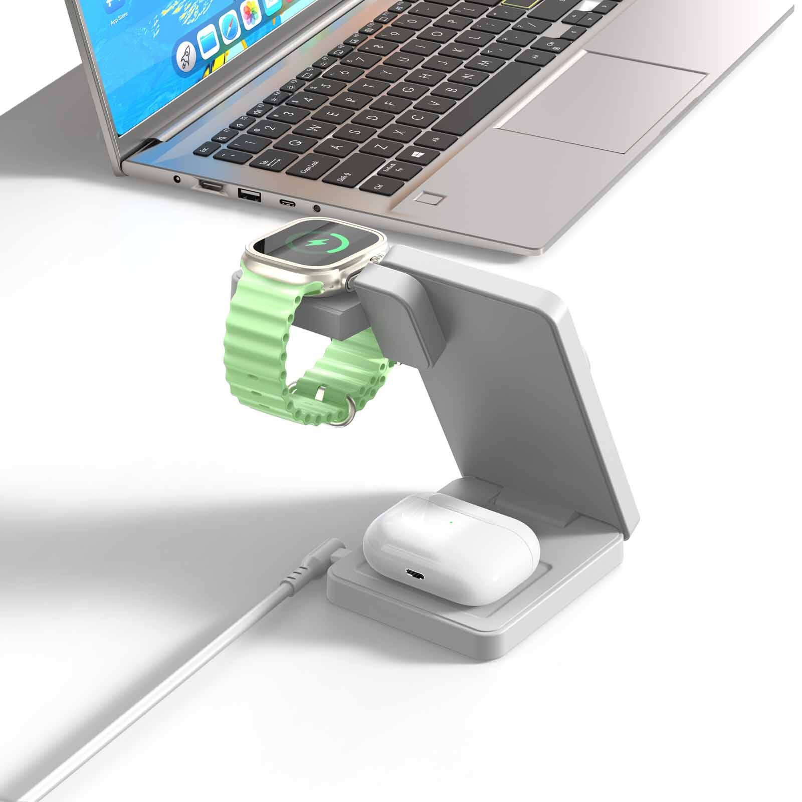 MAZER Qi2.2 25w Foldable 3in1 Total 35w Wireless Charging Stand-lightgrey M-MAGFOLD07-LG-image 4