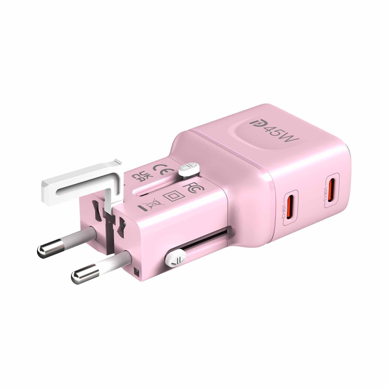 MAZER Infinitetravel Pocket Gan Pd45w 2c Travel Charger-pink M-IFTRAVEL545-PK-image 5