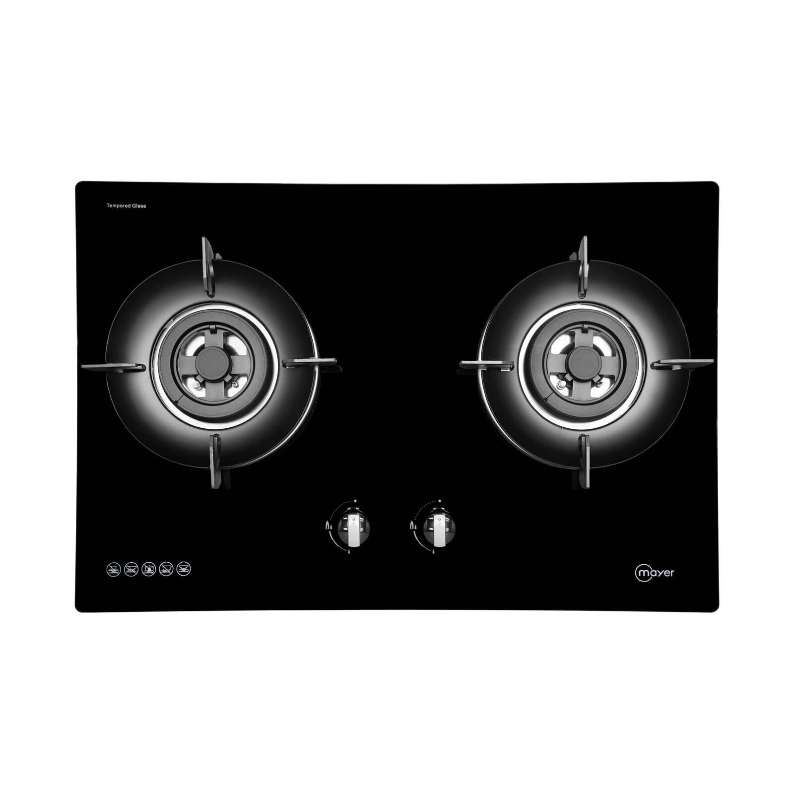 MAYER 75cm Gas Hob 2 Burner - Glass (exclude Installation) MMGH7502HI
