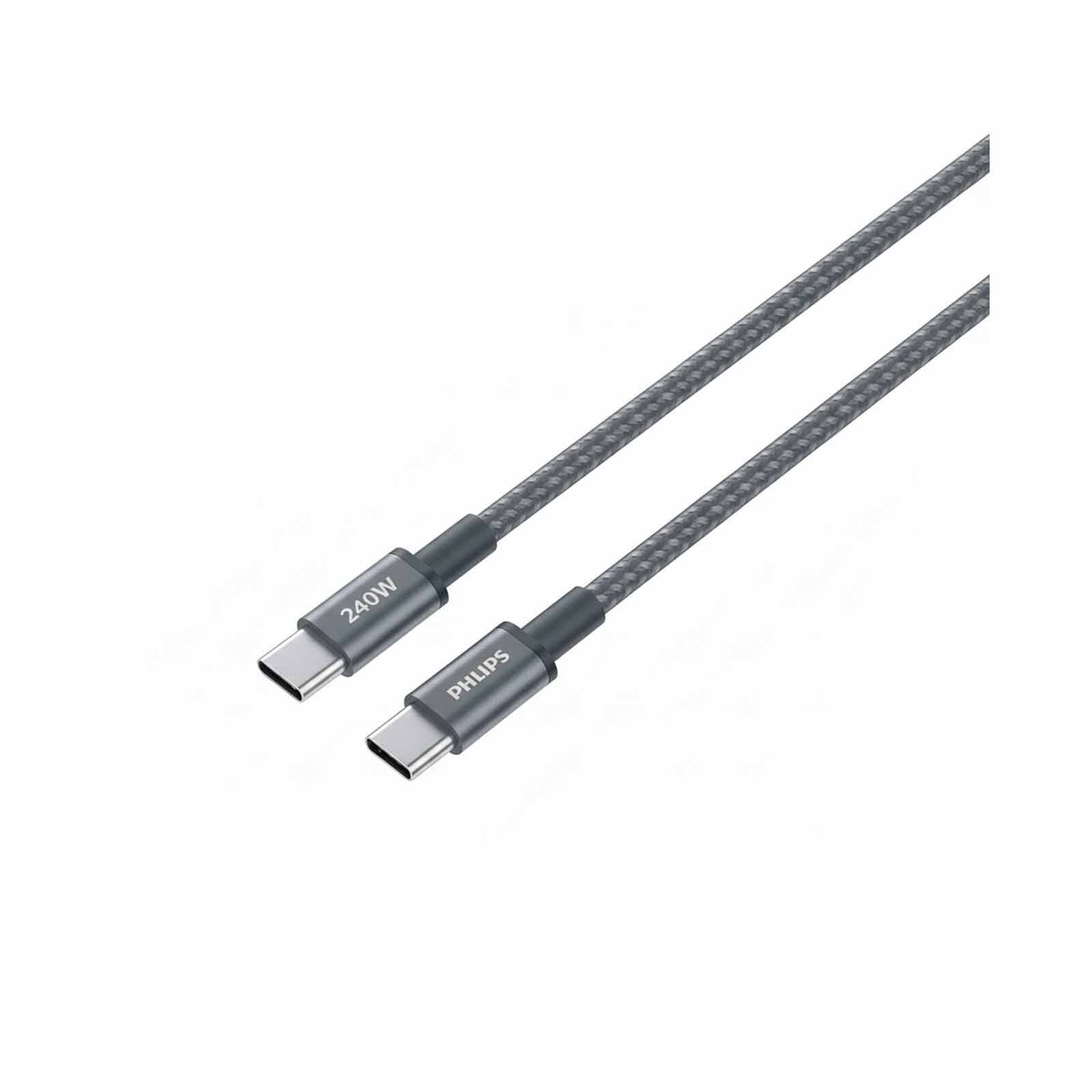 PHILIPS Sync & Charge Cable C To C - 2 Meter Max 5a (240w) Black Braided 480 Mbps DLC7060C/00-image 4