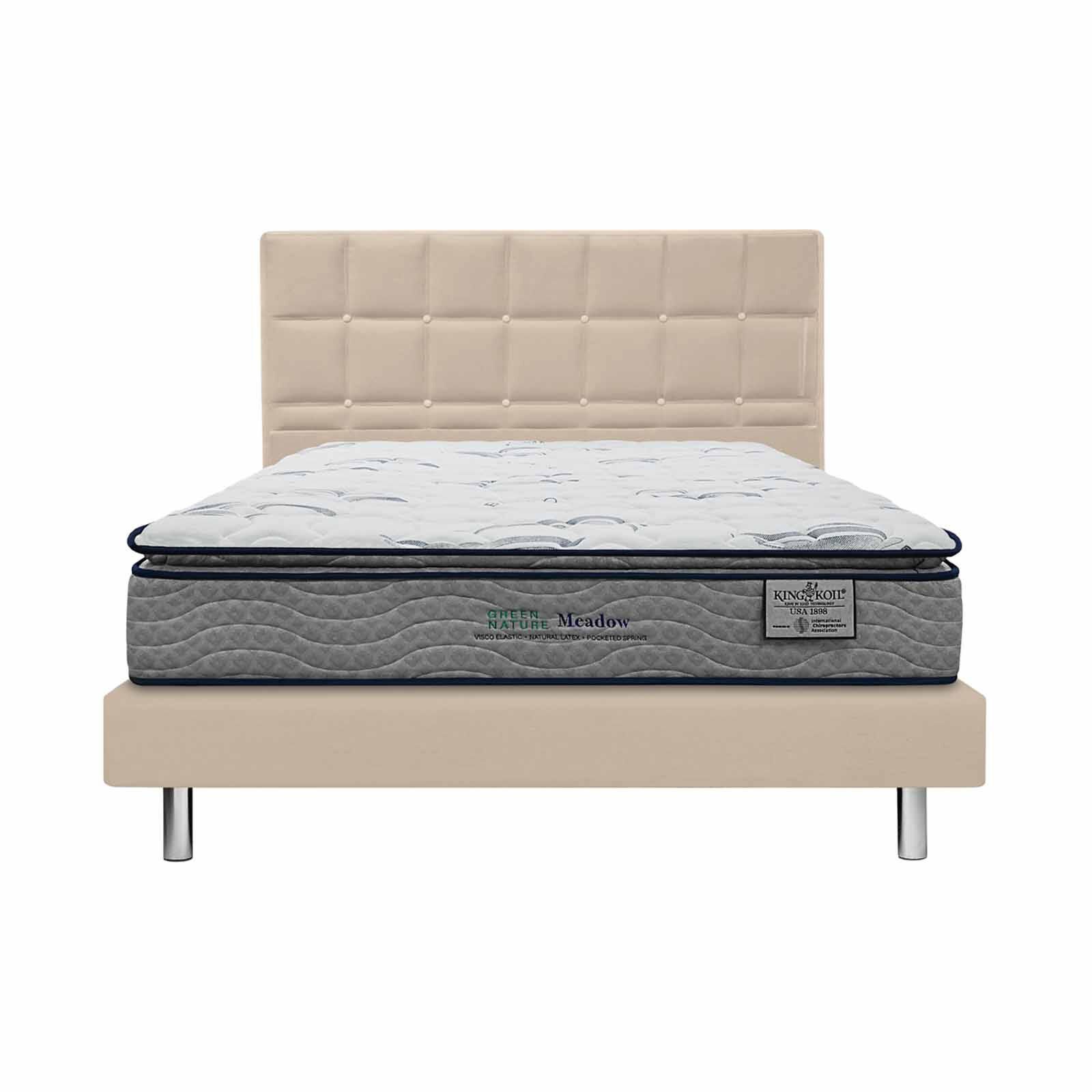 KINGKOIL Single Size Mattress W/bedframe And Headboard GREEN NATURE MEADOW