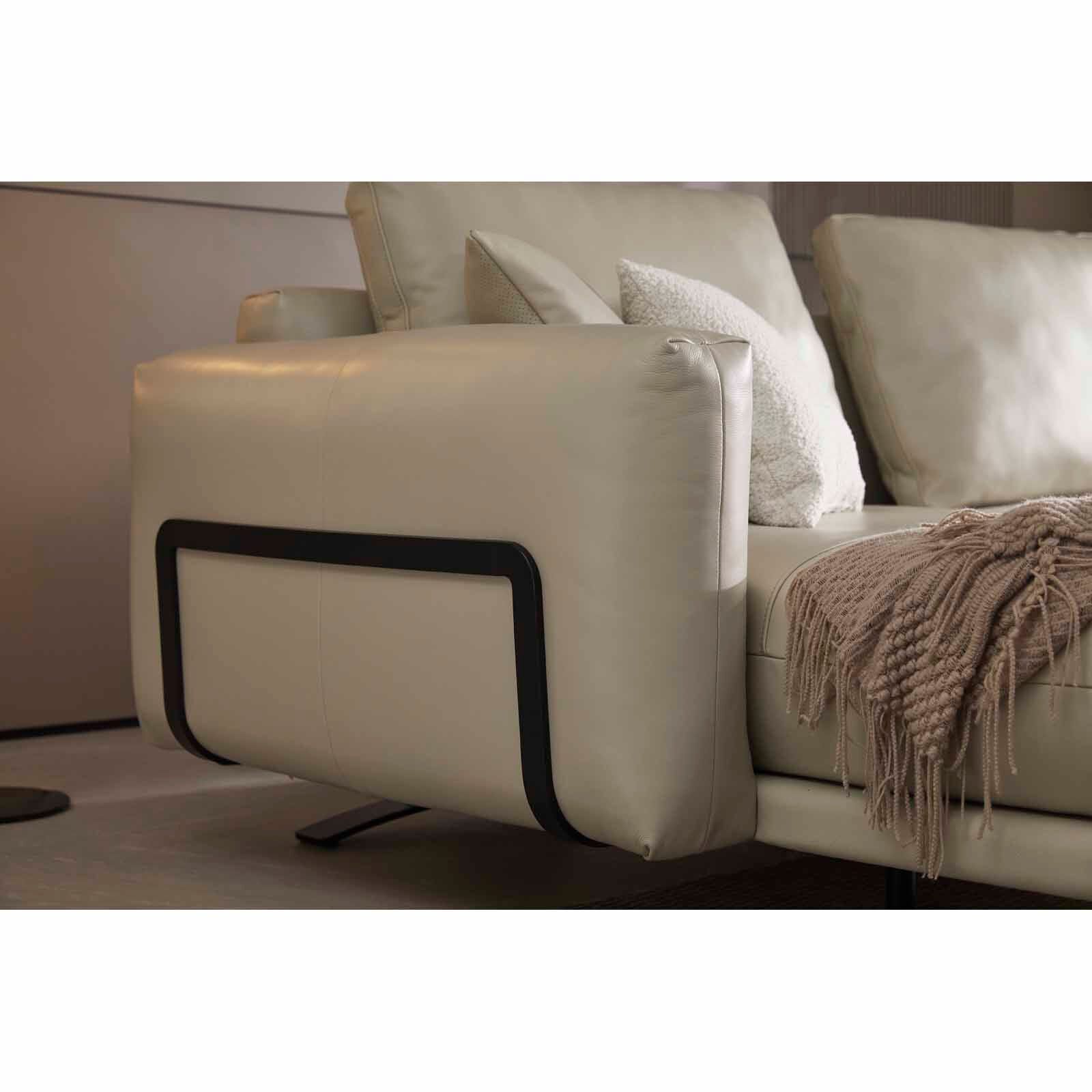 MUZE L Shaped-e Recliner (fl) Lt Pebble Full Leather Sofa ZELMIRA-image 5