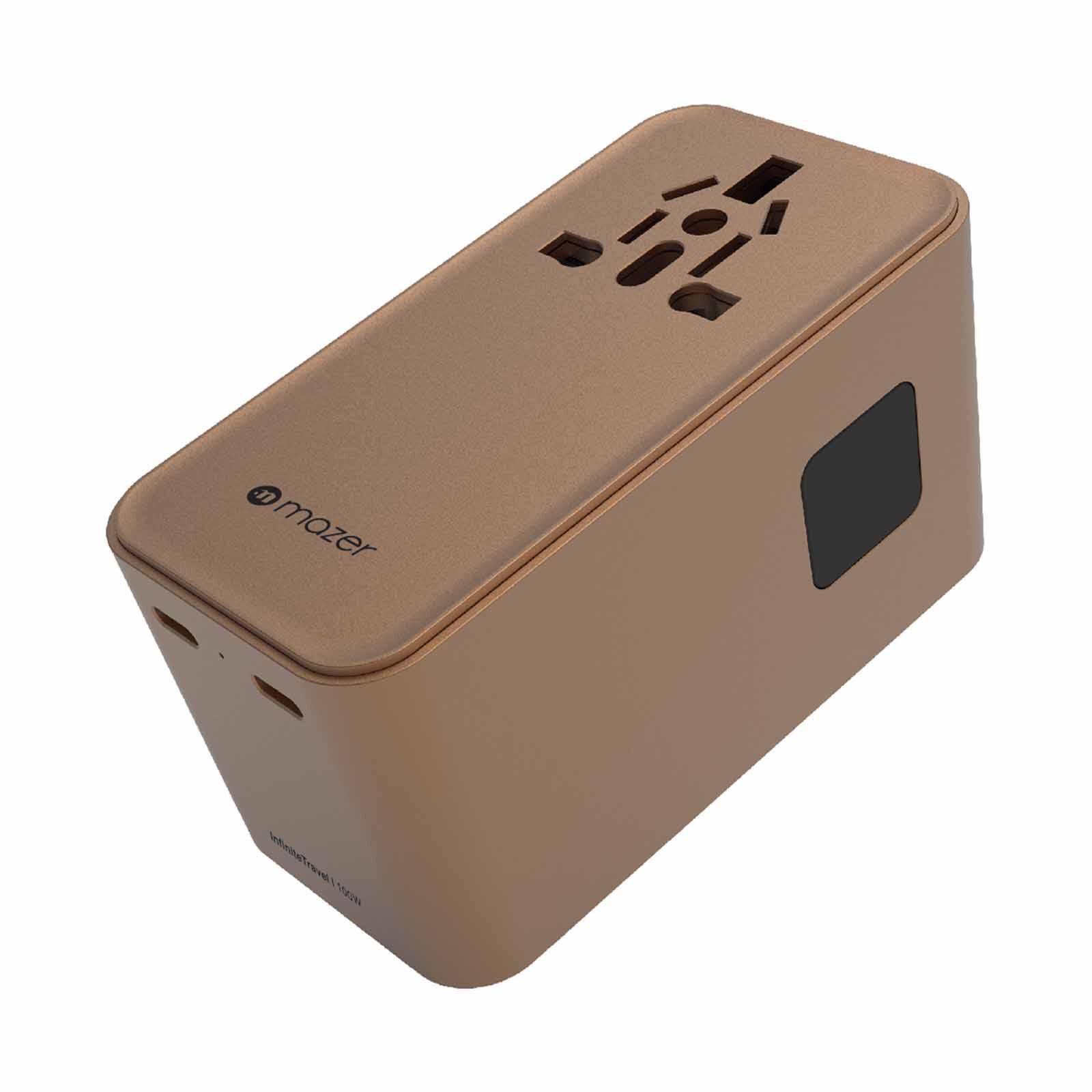 MAZER Infinitetravel Link Gan Pd100w 2c1a With 1xbuilt-in Usb-c Cable+1xsocket World Travel Charger-desert M-IFTRAVEL380-DT-image 6