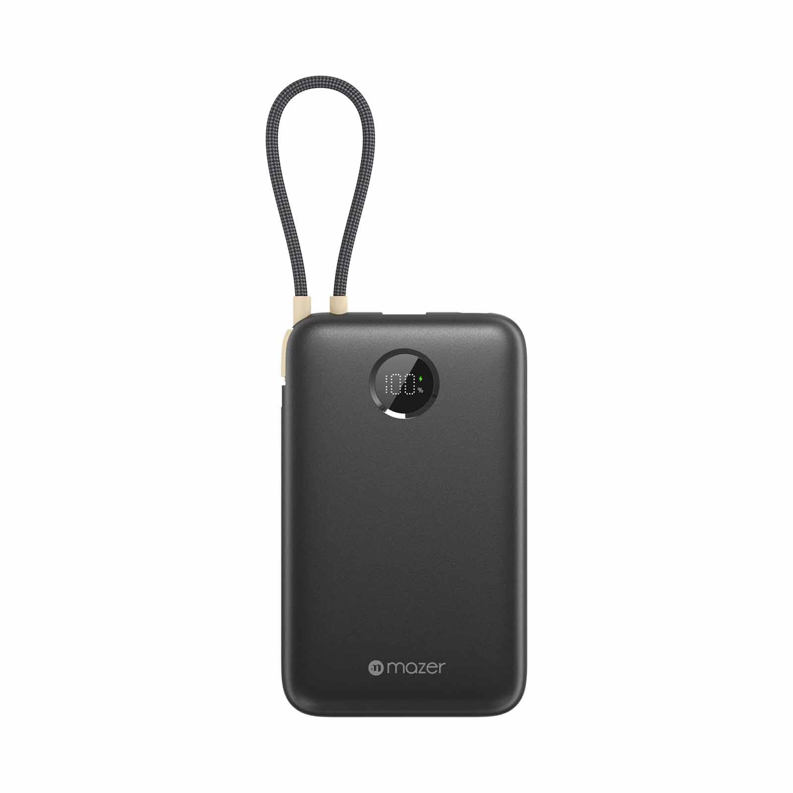 MAZER Powercharge Link 10,000mah Built-in Usb-c Cable Pd20w Power Bank-black M-PC20LINK10V2-BK