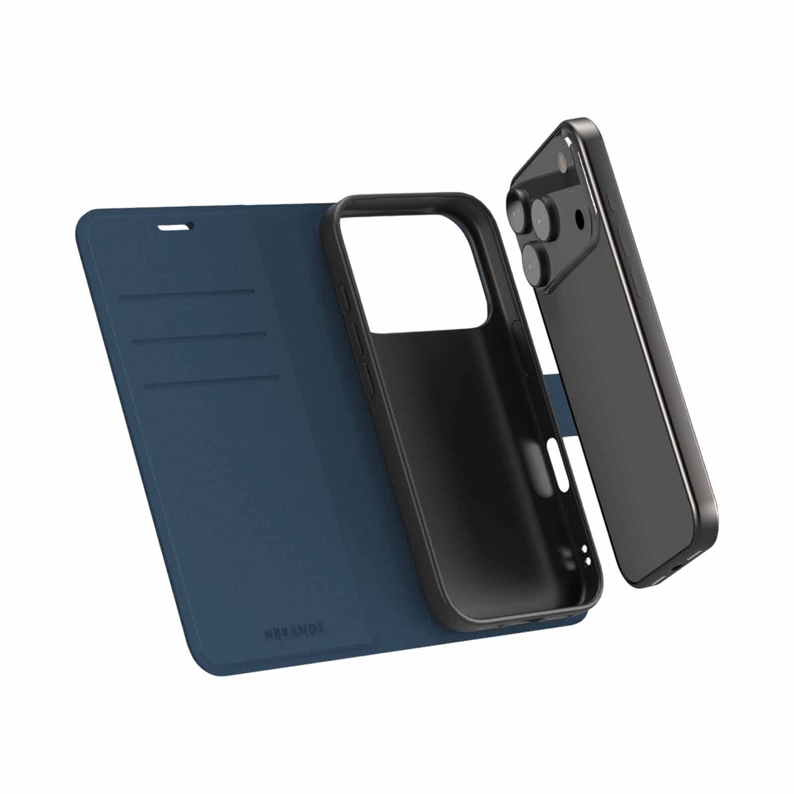 N.BRANDZ Folio Leather Wallet Case For Iphone 17 Pro-navy Blue N-FOLIO-IP17P-NB-image 2