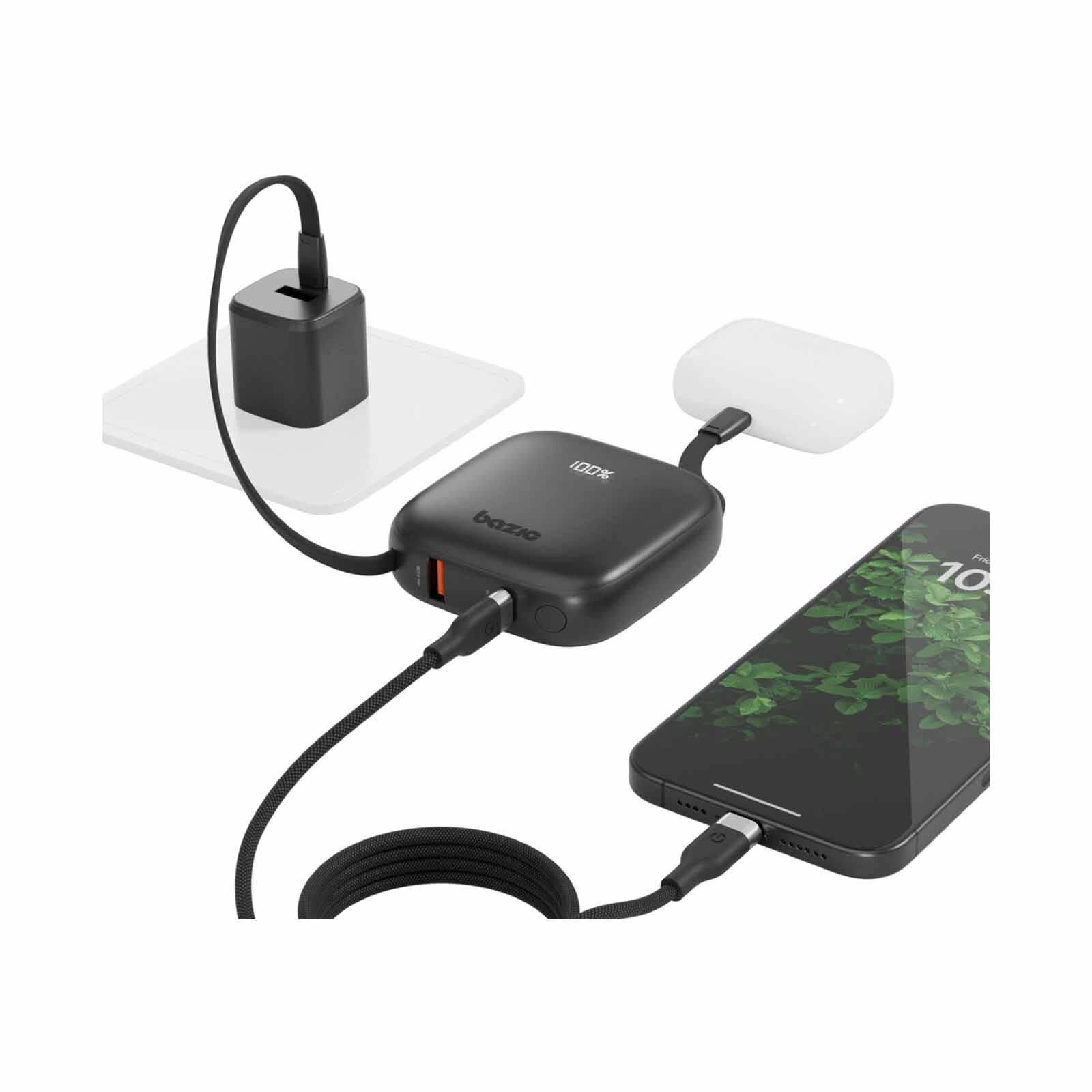 ENERGEA 3 In 1 10000mah Powerbank With Built-in Usb-c And Lightning Cable Truffle GPW-FUSN-BLK BAZIC GOPOWER FUSION-image 2