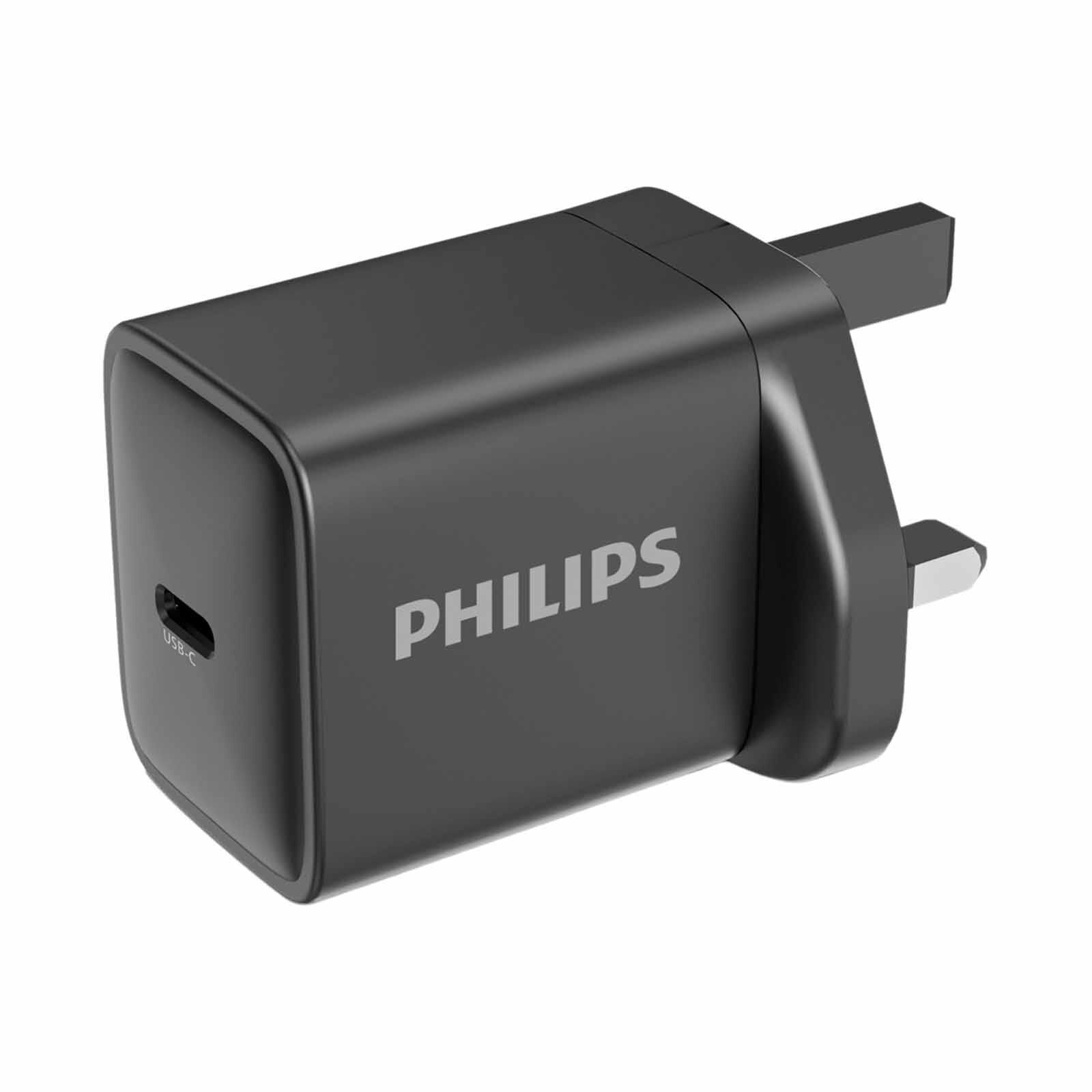 PHILIPS Wall Charger Usb-c Max Pd30w Gan Output Uk Plug Black , Usb C To C 1m Braided Cable (65w) DLP5312NB/05-image 3