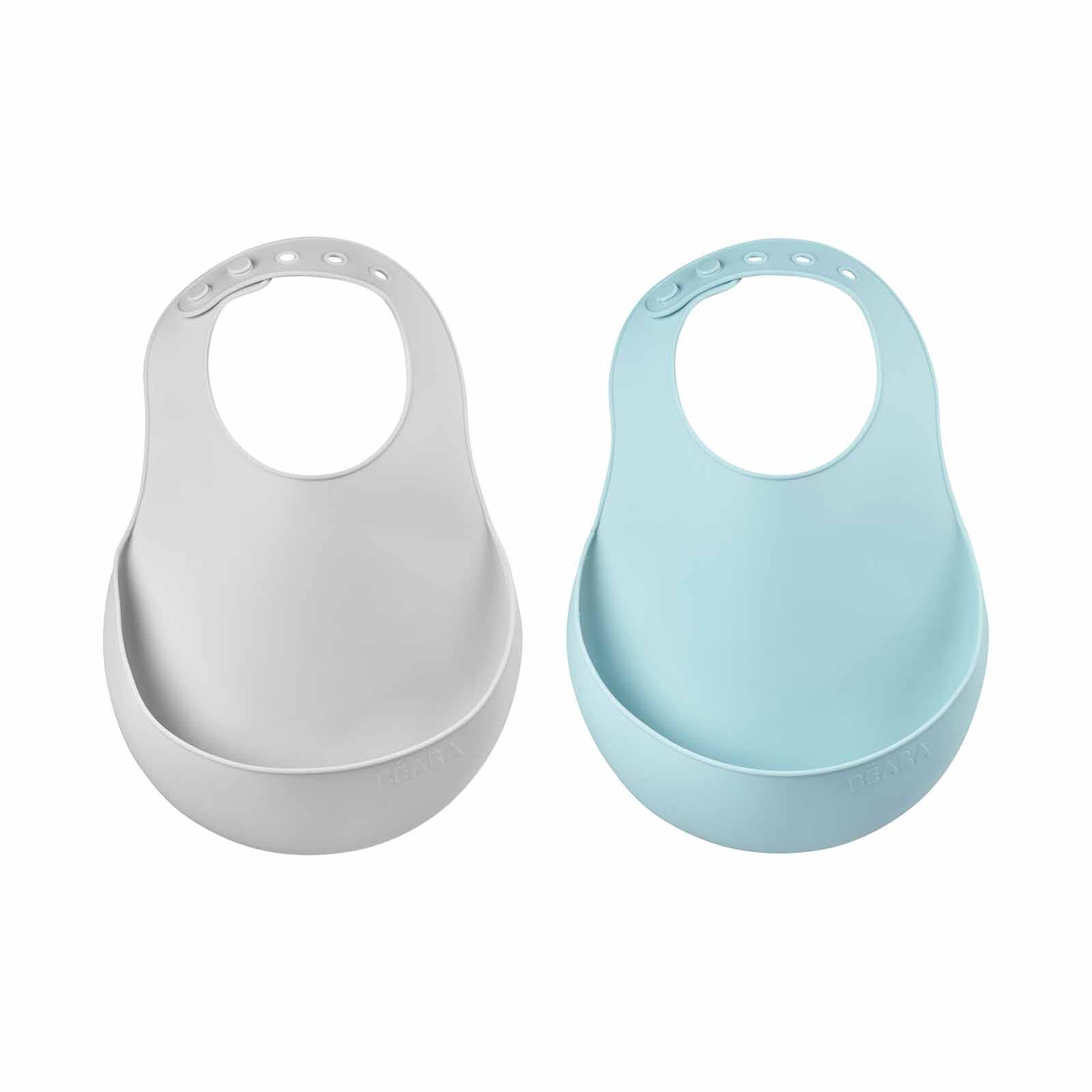 BEABA Bib - 2 Pack - Blue/light Grey (online) SILICONE-image 1