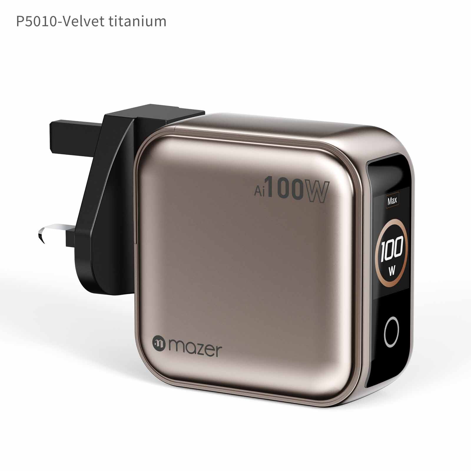 MAZER Ai Prestigegan Pd100w 2c1a Mini Wall Charger-titanium M-AI-G100W-V7UK-TN-image 1