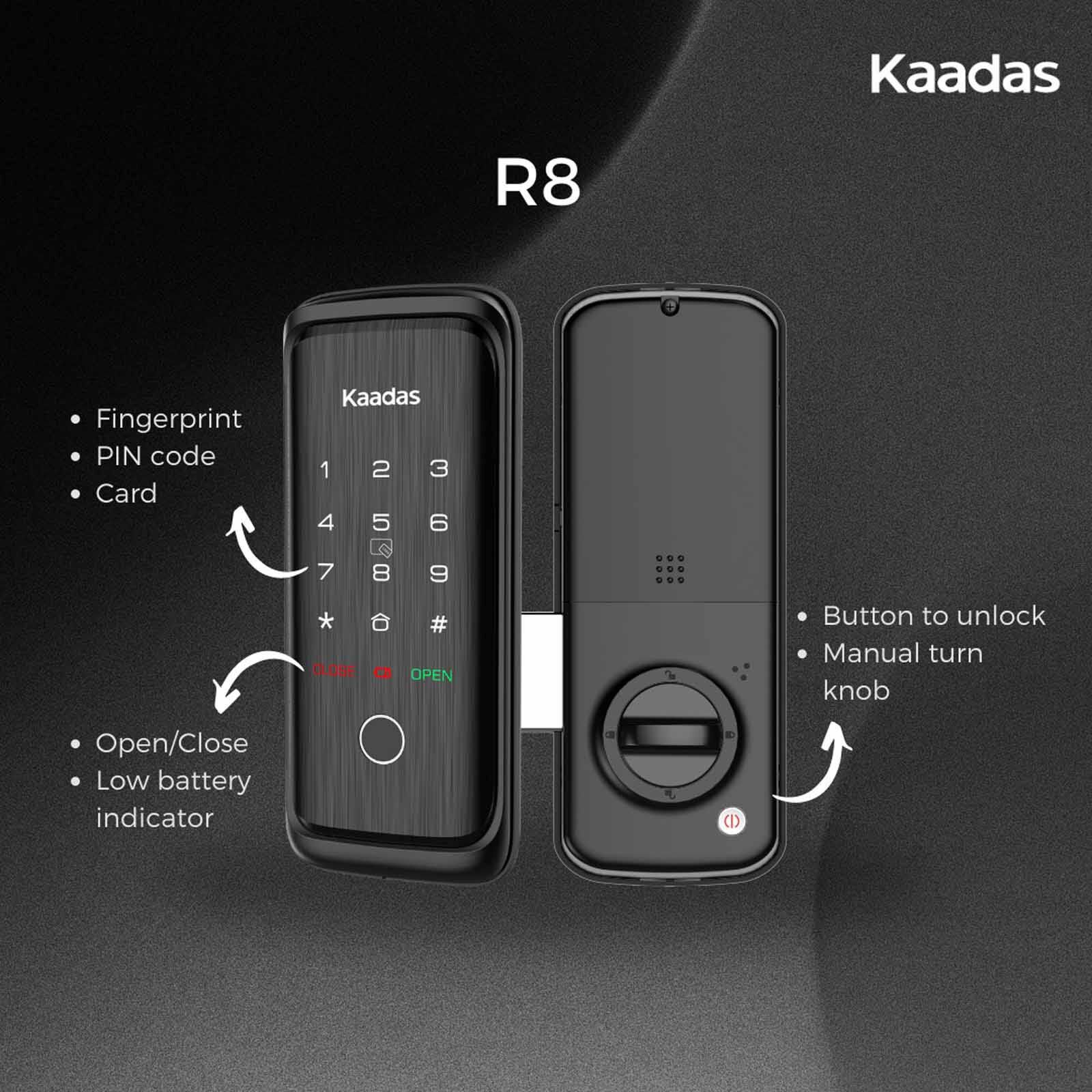 KAADAS Rim Lock For Wooden Door With Dual Unlocking Feature R8 RIM-image 7