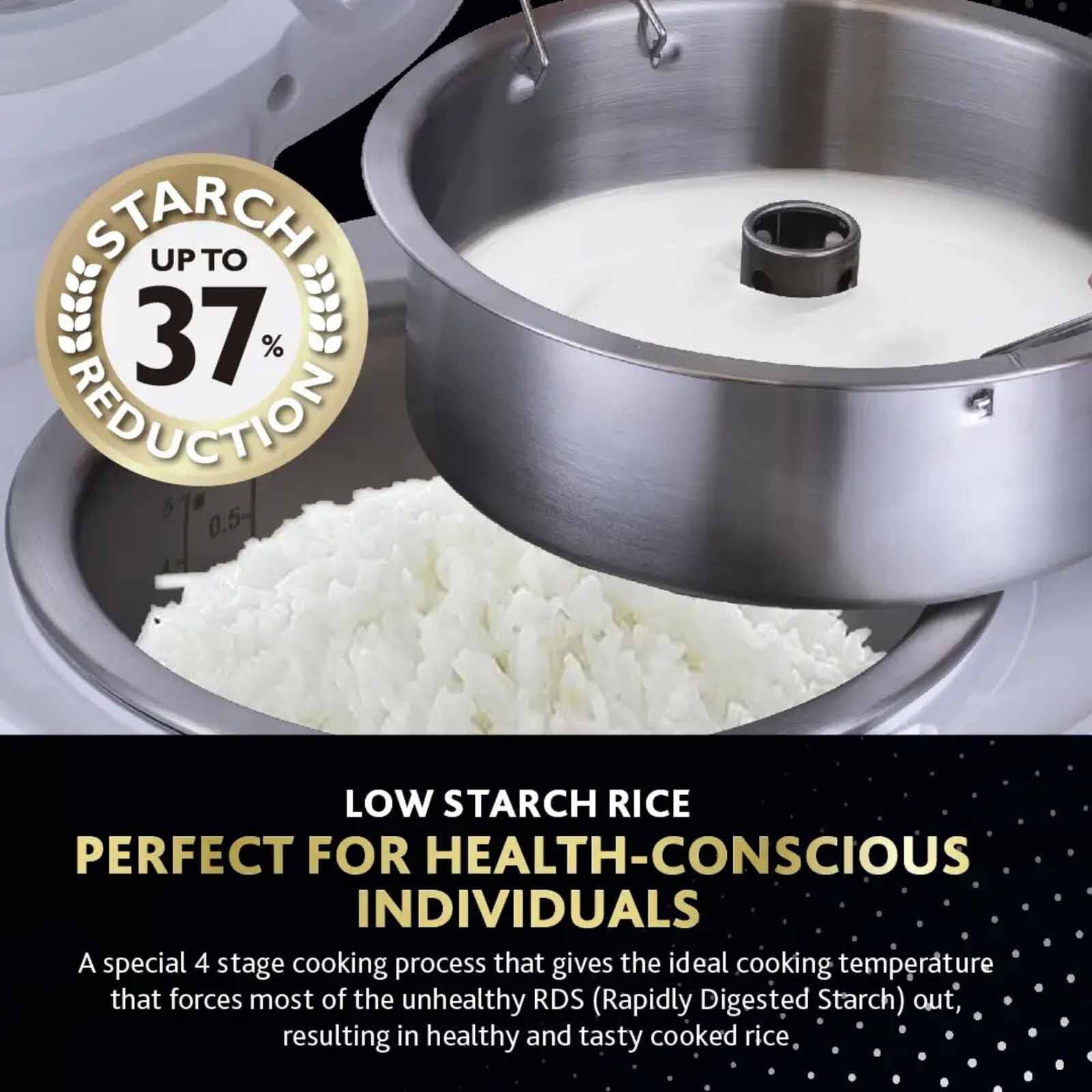 LA GOURMET Healthy Rice Cooker (1.2l) - White LGLRC418104-image 2