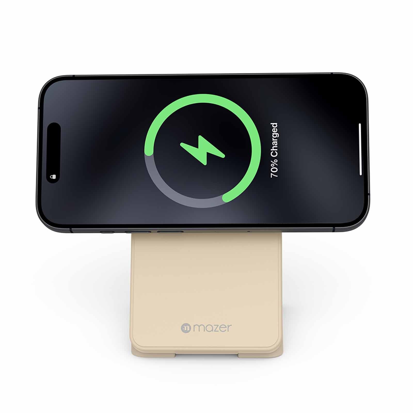 MAZER Qi2 Foldable 3in1 Total 25w Wireless Charging Stand-desert Titanium M-QI2-MAGFOLD06-DT-image 5