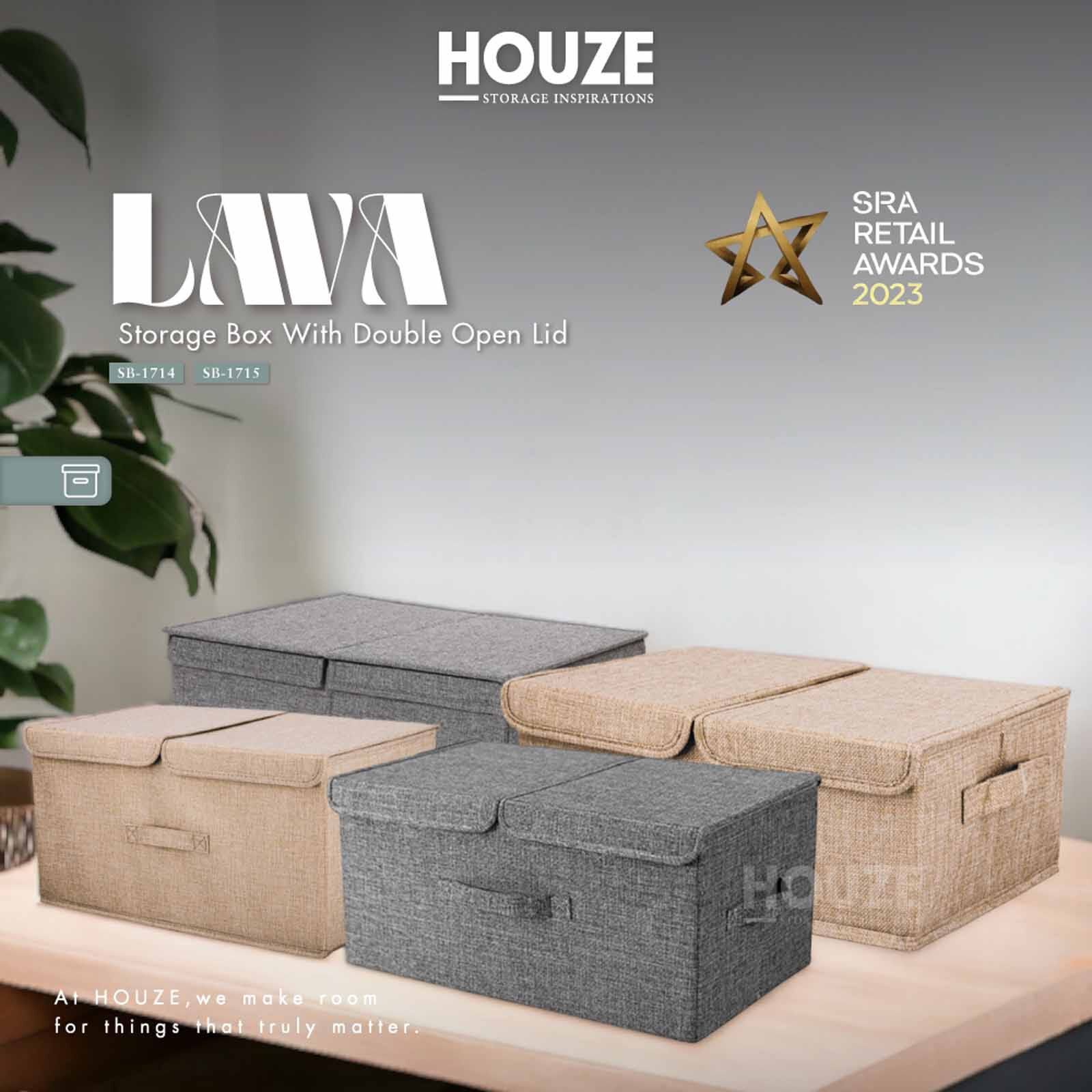 LAVA Storage Box With Double Open Lid (m) - Beige SB-1714-BEIGE-image 3