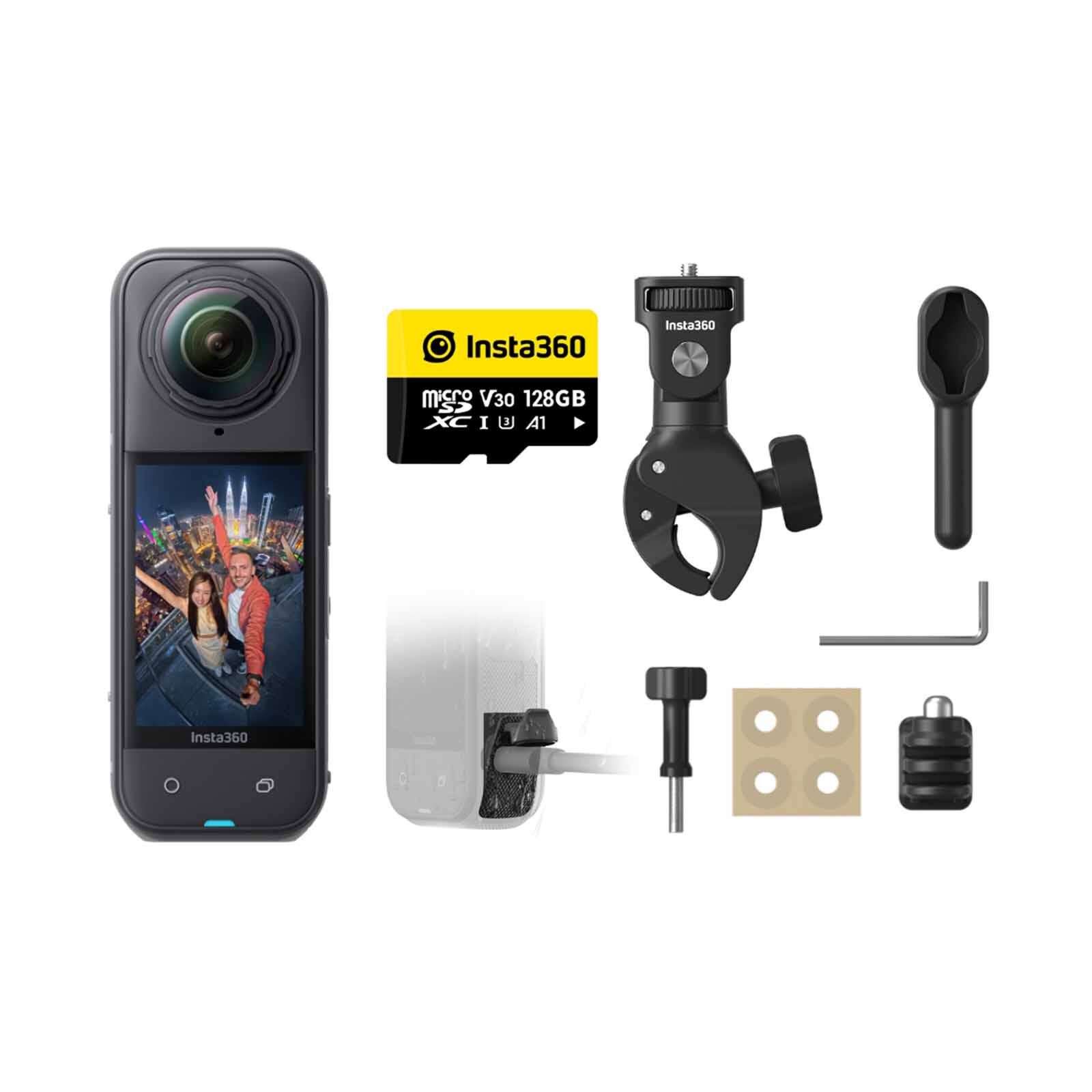 INSTA360 X5 Motorcyle Bundle (x5 Standard Bundle, Motocycle Kit, 128gb, X5 All-weather Usb Charging Cover) X502