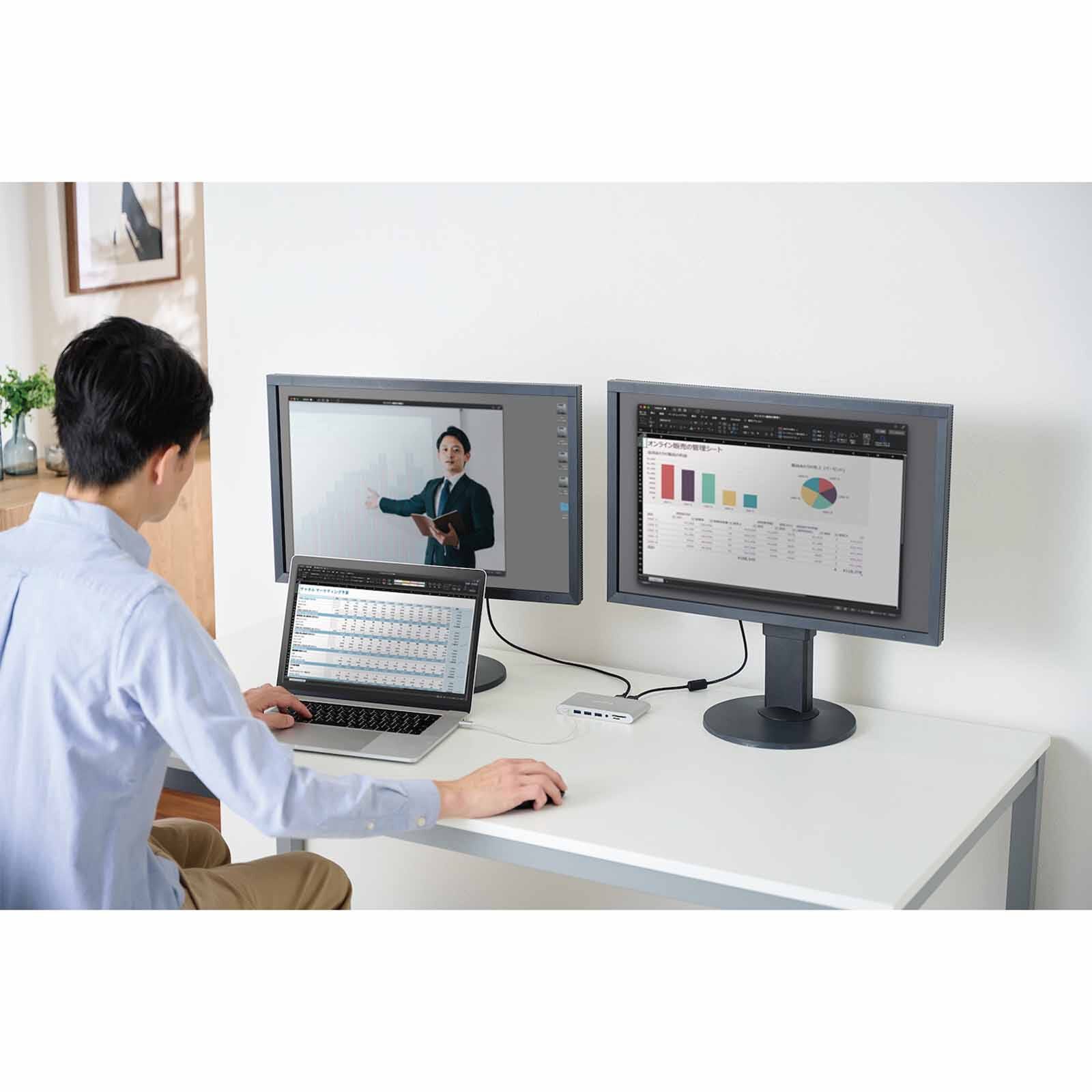 ELECOM 11 In 1 Docking Station Hdmi/dp/vga/3x Usb3.2(gen 1)/lan Port/sd & Micro Sd Pd100w DST-C28SV-image 6