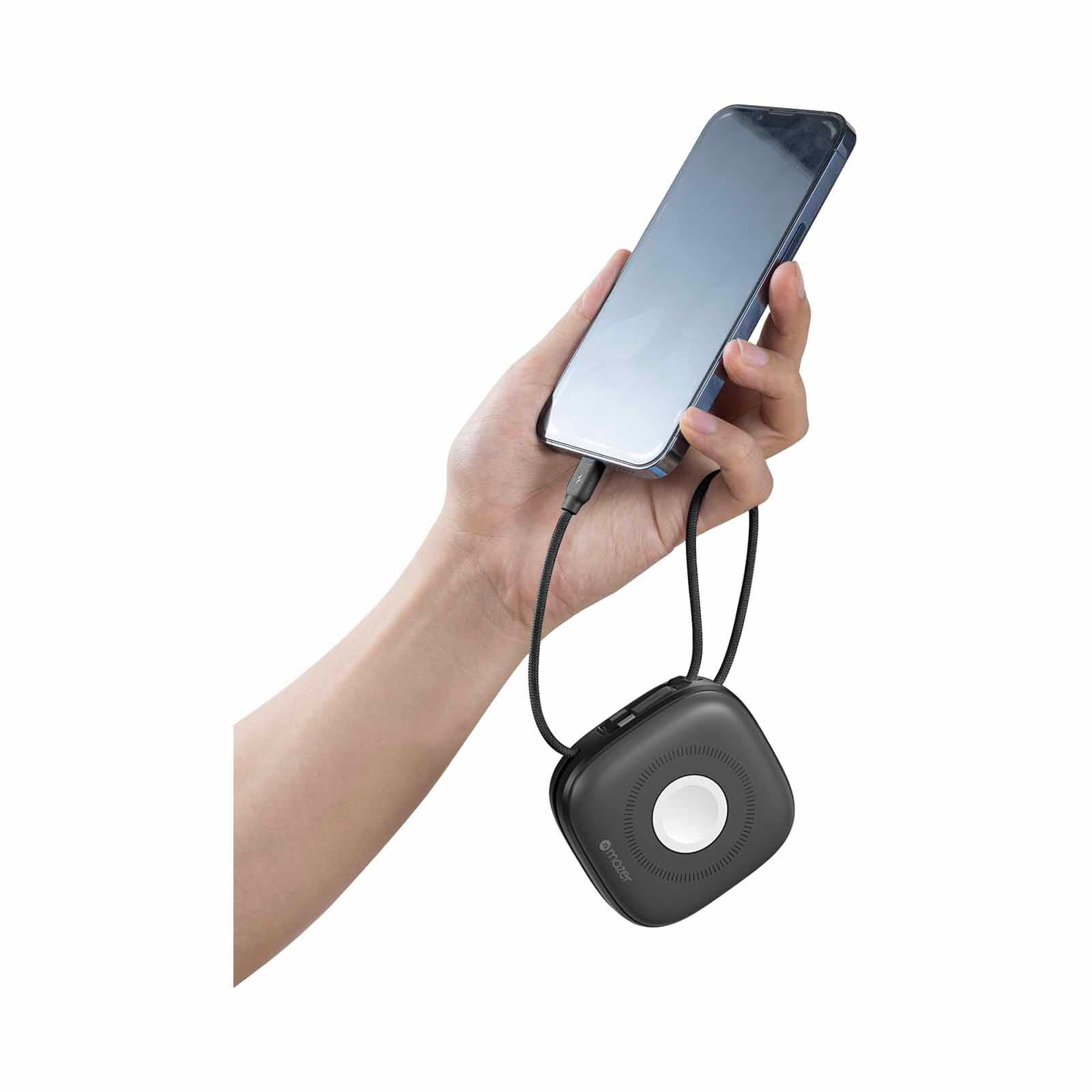 MAZER 10,000mah Qi2 Compatible 15w With Built-in Usb-c+lightning Cables, Apple Watch, Pd20w, Power Bank-bl M-MAGLINK18I-BG-image 6