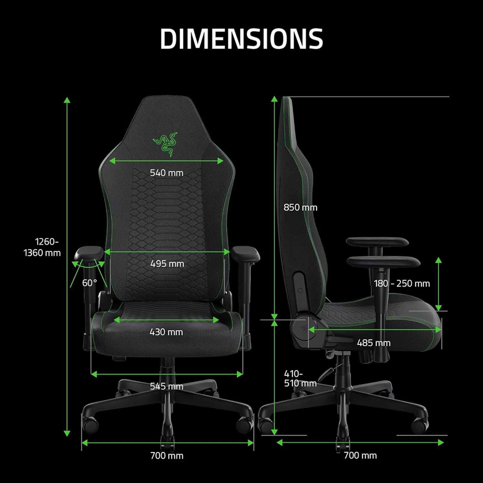 RAZER Iskur V2 X - Gaming Chair - Black Fabric RZ38-05310100-R3UA-image 3