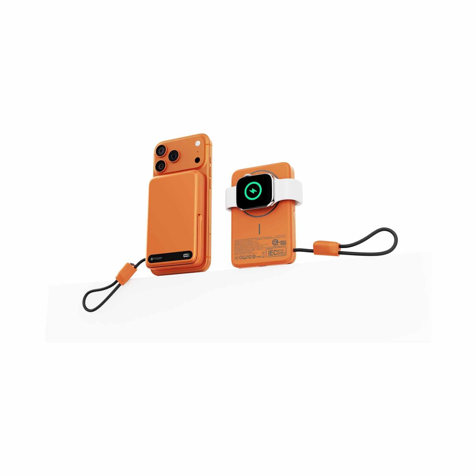 MAZER Maglink 10,000mah Magnetic 15w/apple Watch Charging/usb-c Pd27w Cable Power Bank - Sunset Orange M-MAGLINK19-SO-image 3