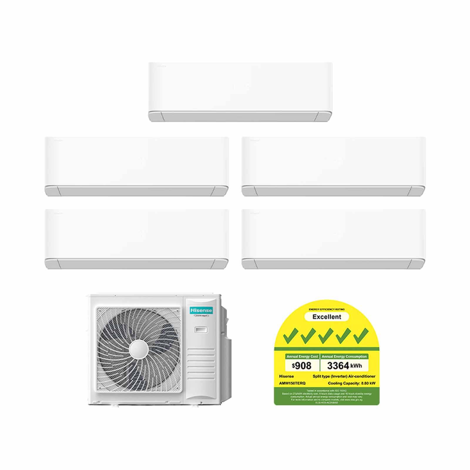 HISENSE Hisense 15kwh Cu System 5 (9000btu X 3, 12000btu X 1, 24000btu X 1) AMW150TERQ+AMS-09TWERUHA00 X 3/AMS-12TWERUHA00/AMS-24TWERUHA00