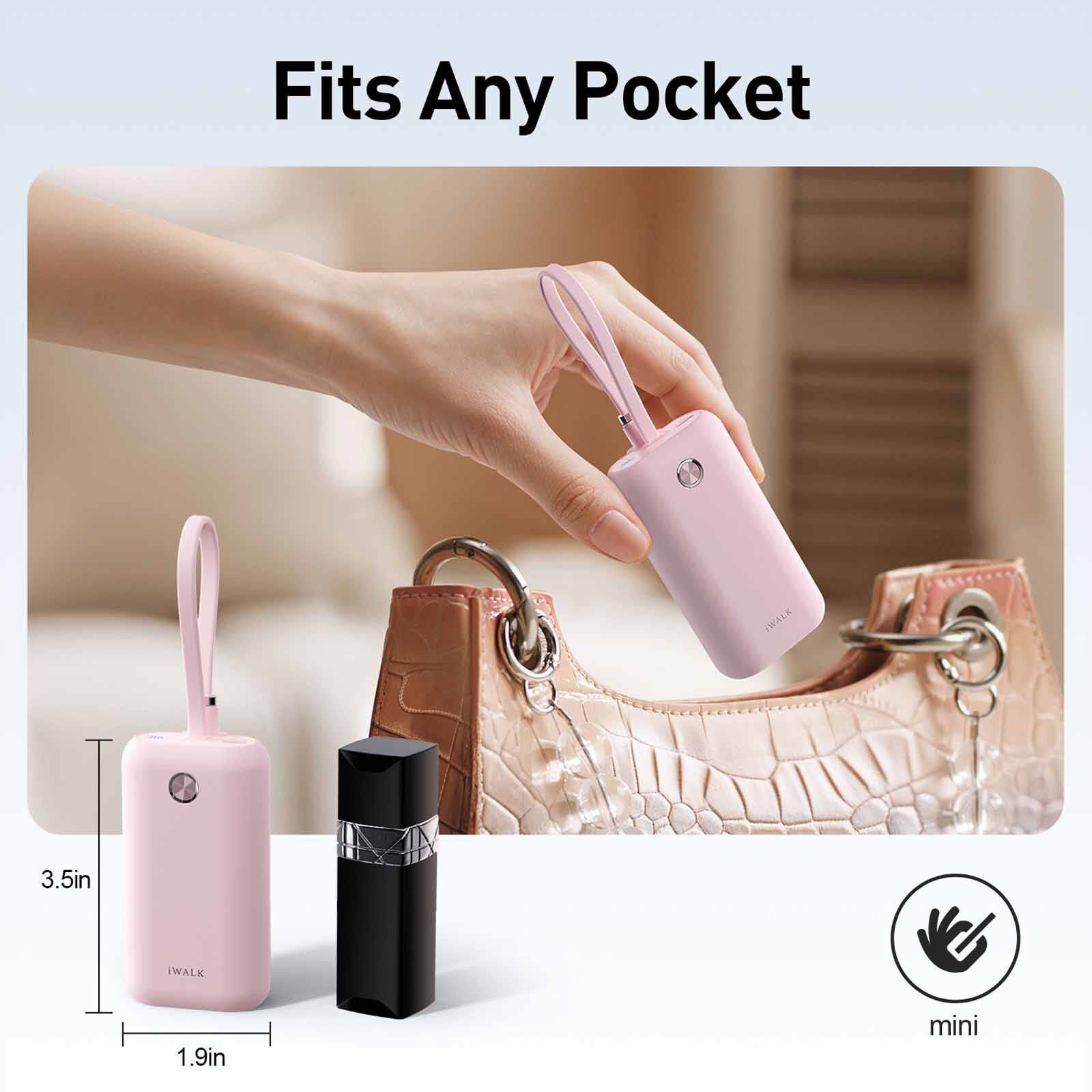 IWALK Powermini Built-in Cable, 22.5w Usb-c Fast Charging Powerbank (10,000mah) Pink UBP001-013A-image 2