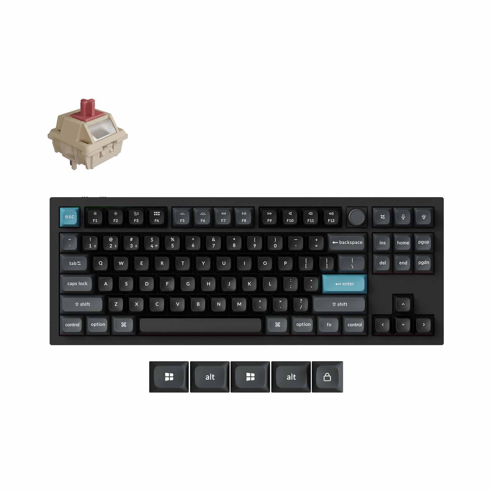 KEYCHRON Q3 Ultra 8k 80% 87 Key Black Knob Rgb Hot-swap Silk Pom Red Switch KYCN-Q3U-M1