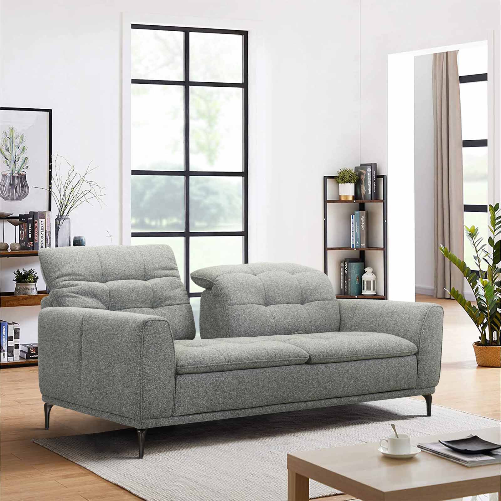 MUZE 3 Seater Pushback (fab) Green Fabric Sofa FERN-image 5