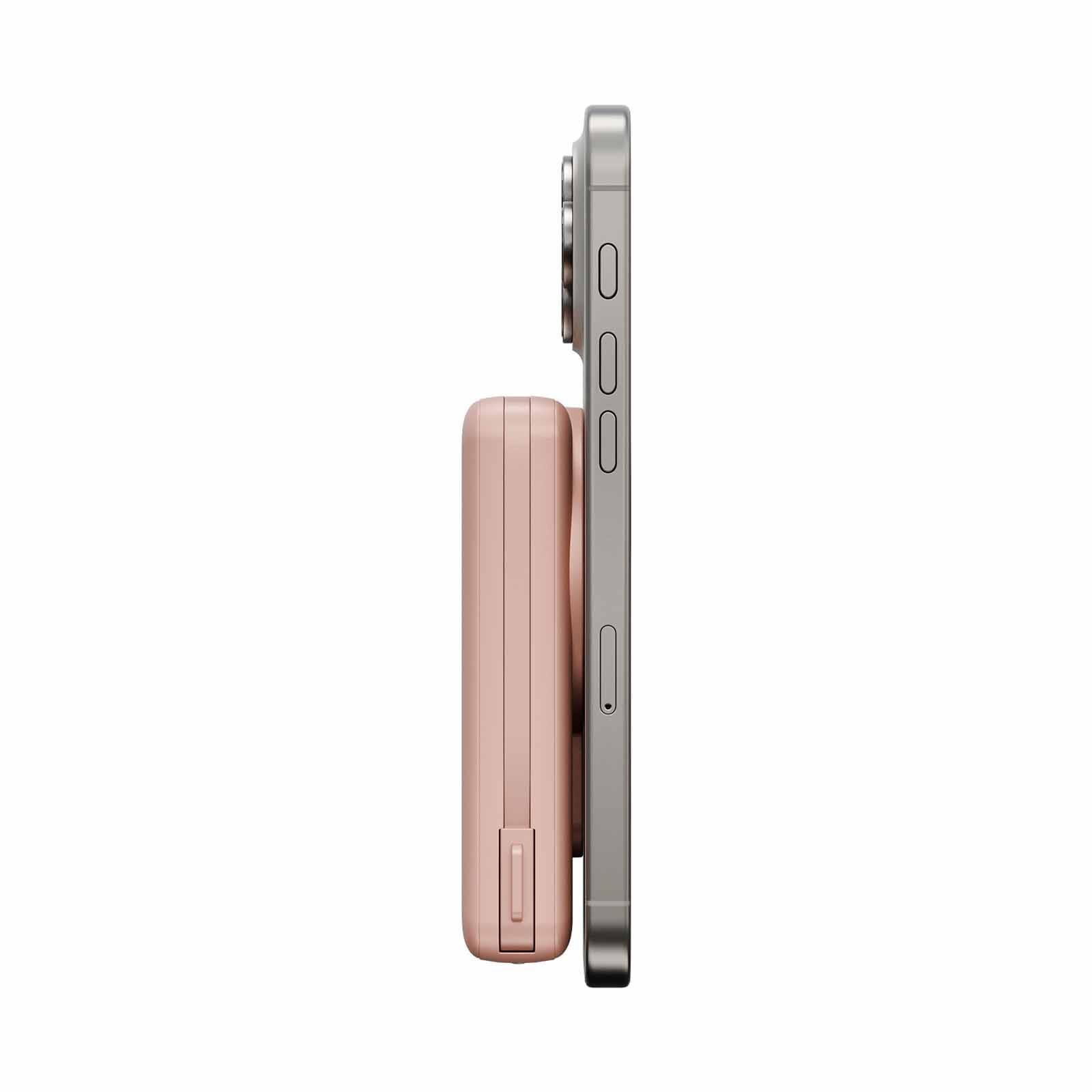 ENERGEA Magpac Pro Plus, 10000mah Magsafe Compatible Qi2 Powerbank With Built-in Cable And Stand - Pink MP-PROPLUS-PNK-image 4