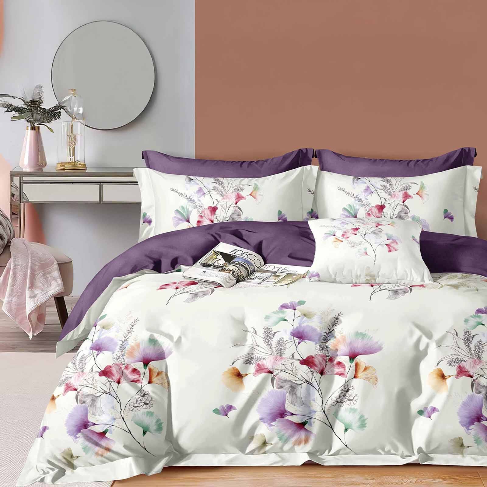 HILLCREST Comfylux Printed 988tc No Quilt Cover - Violet King Fitted Sheet( Oe ) 6833 I K I FS I VIOLET-image 3
