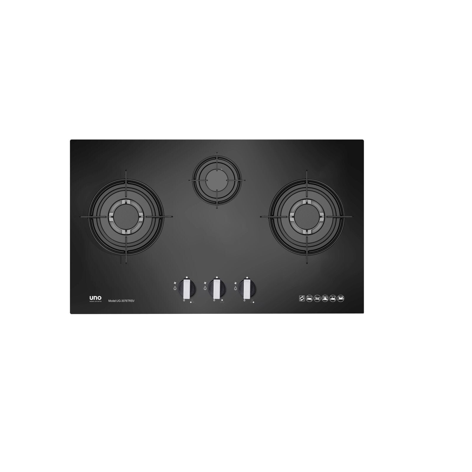 UNO 3 Burner Glass Hob (70cm) (exclude Installation) UG3076TRSV-image null
